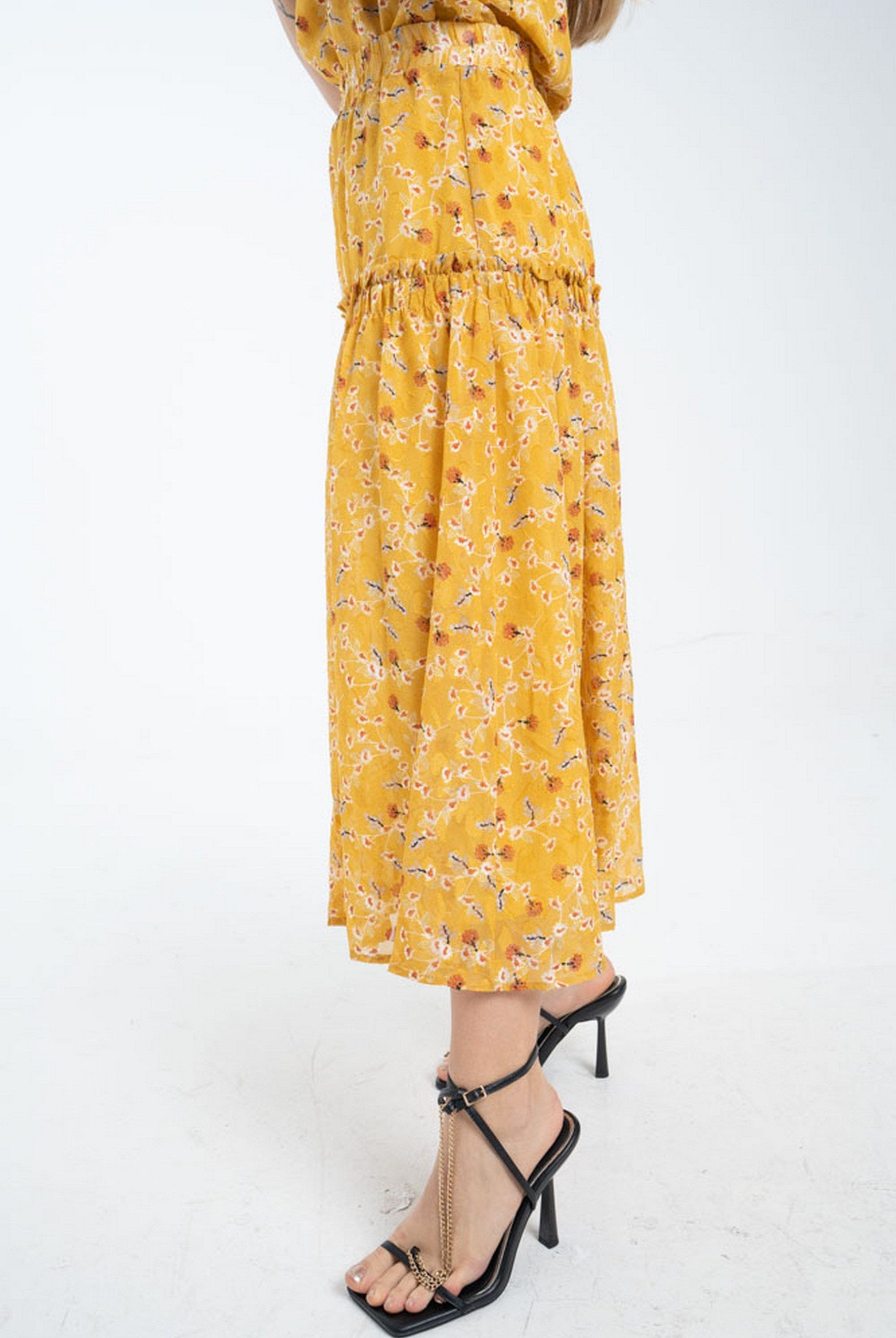 ميكا تنورة مشجرة ميدي خصر مرتفع نسائي