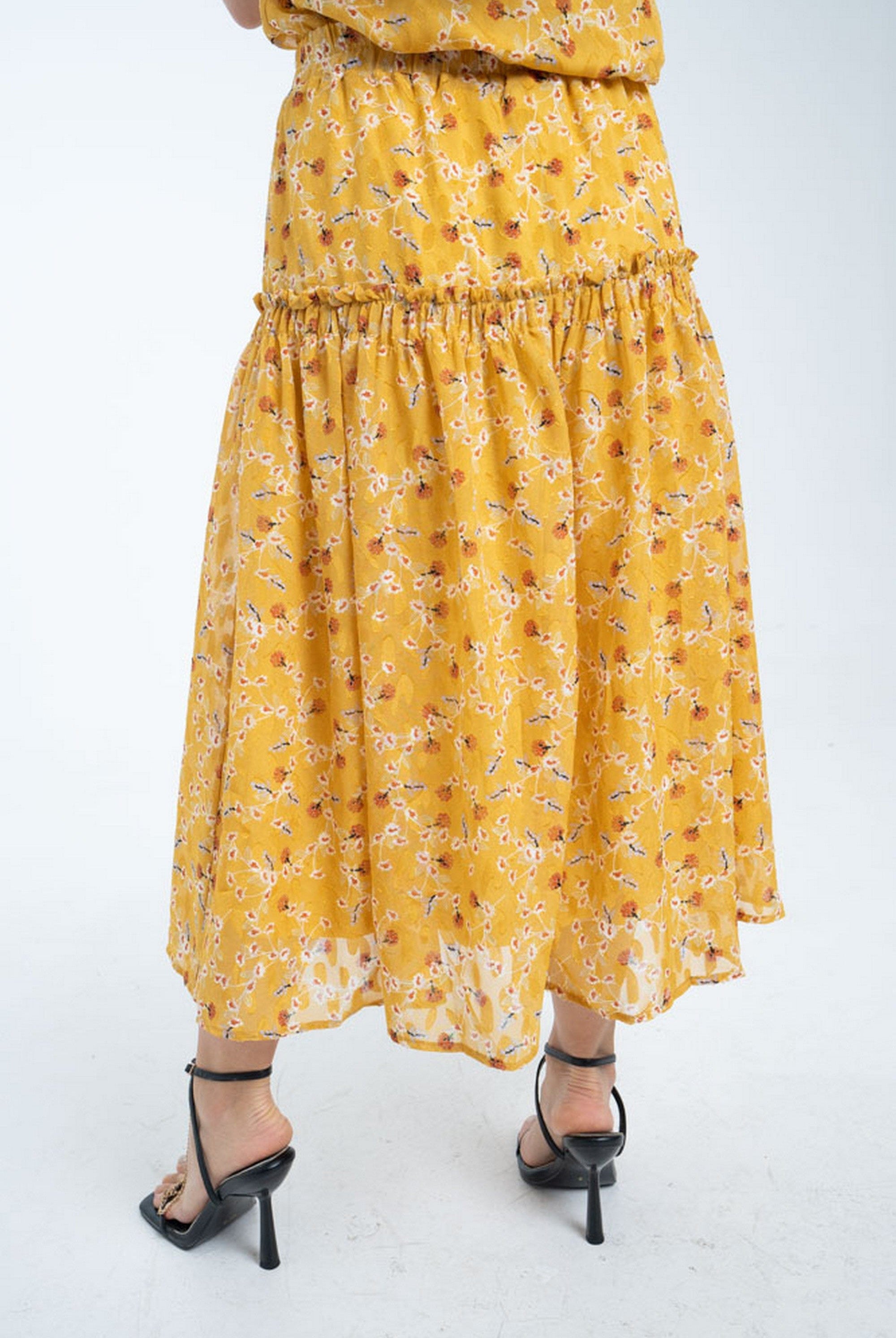 ميكا تنورة مشجرة ميدي خصر مرتفع نسائي