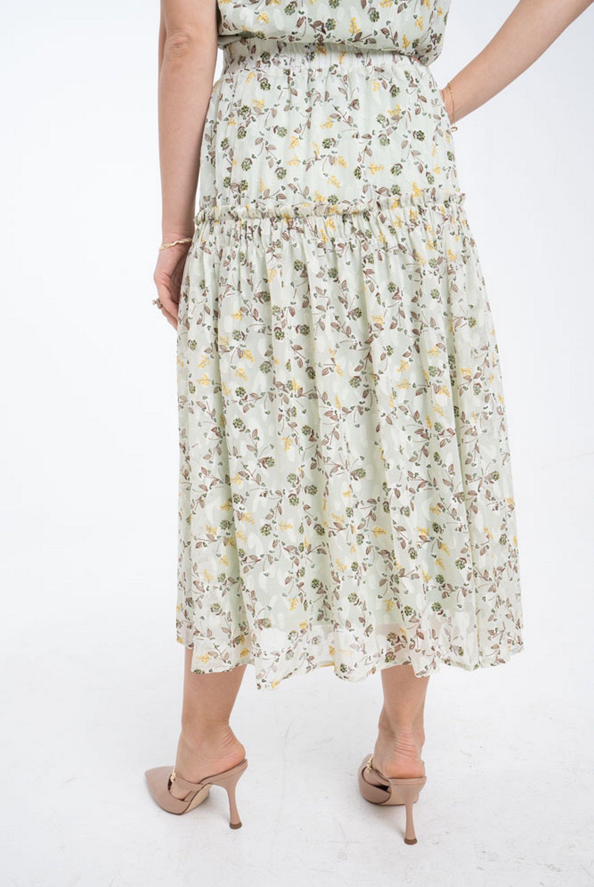 ميكا تنورة مشجرة ميدي خصر مرتفع نسائي