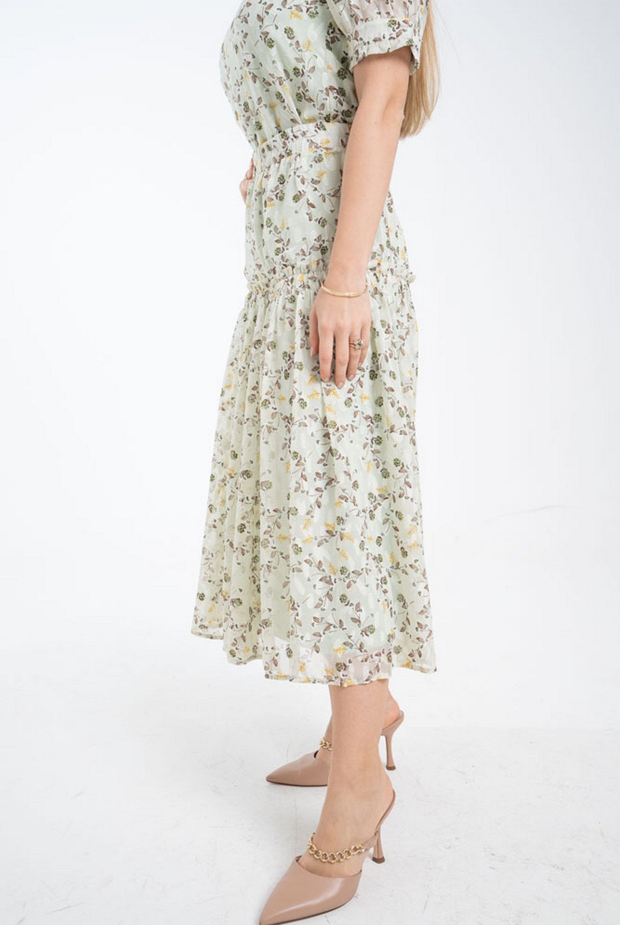 ميكا تنورة مشجرة ميدي خصر مرتفع نسائي