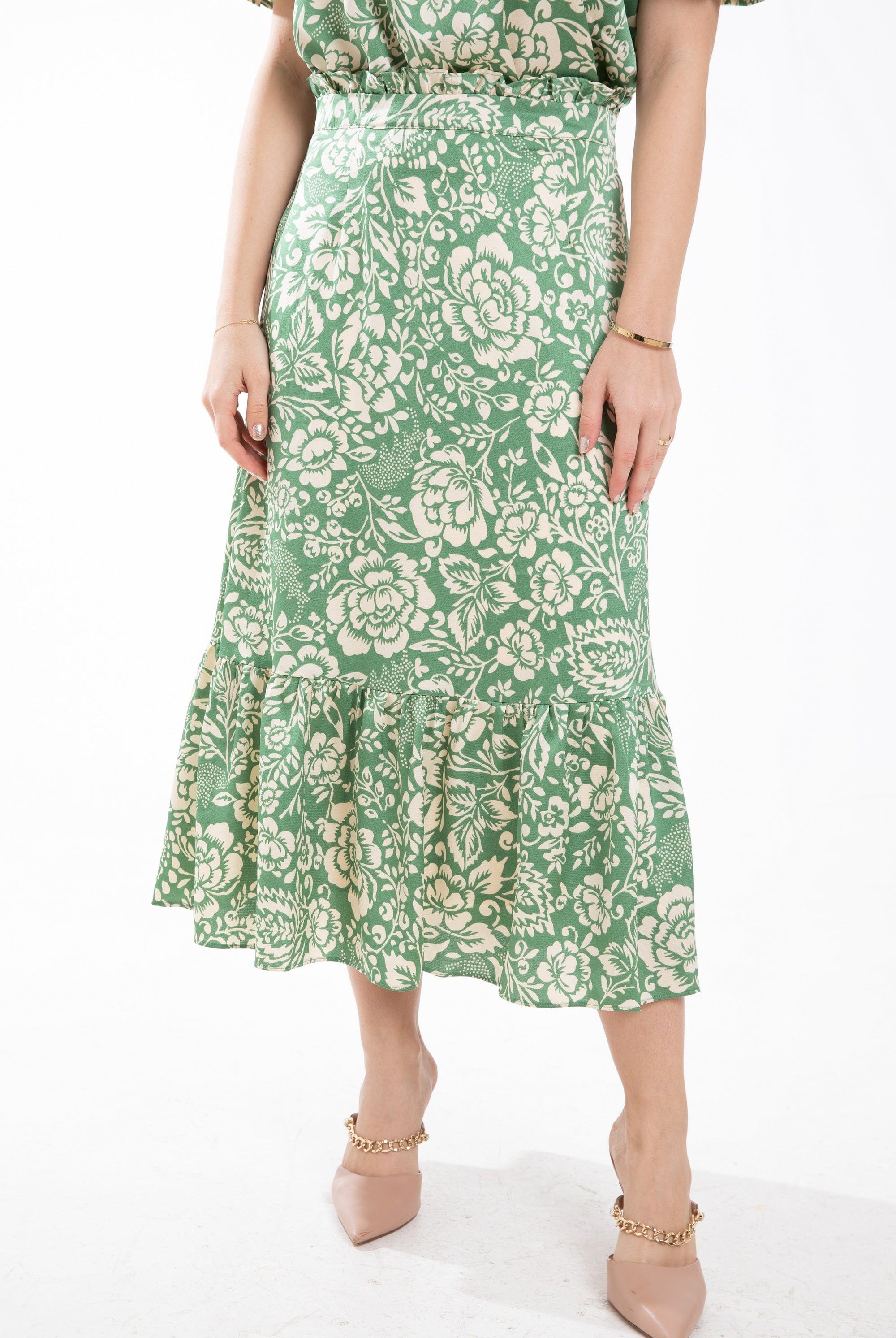 ميكا تنورة ميدي مشجرة بكرانيش من الأسفل