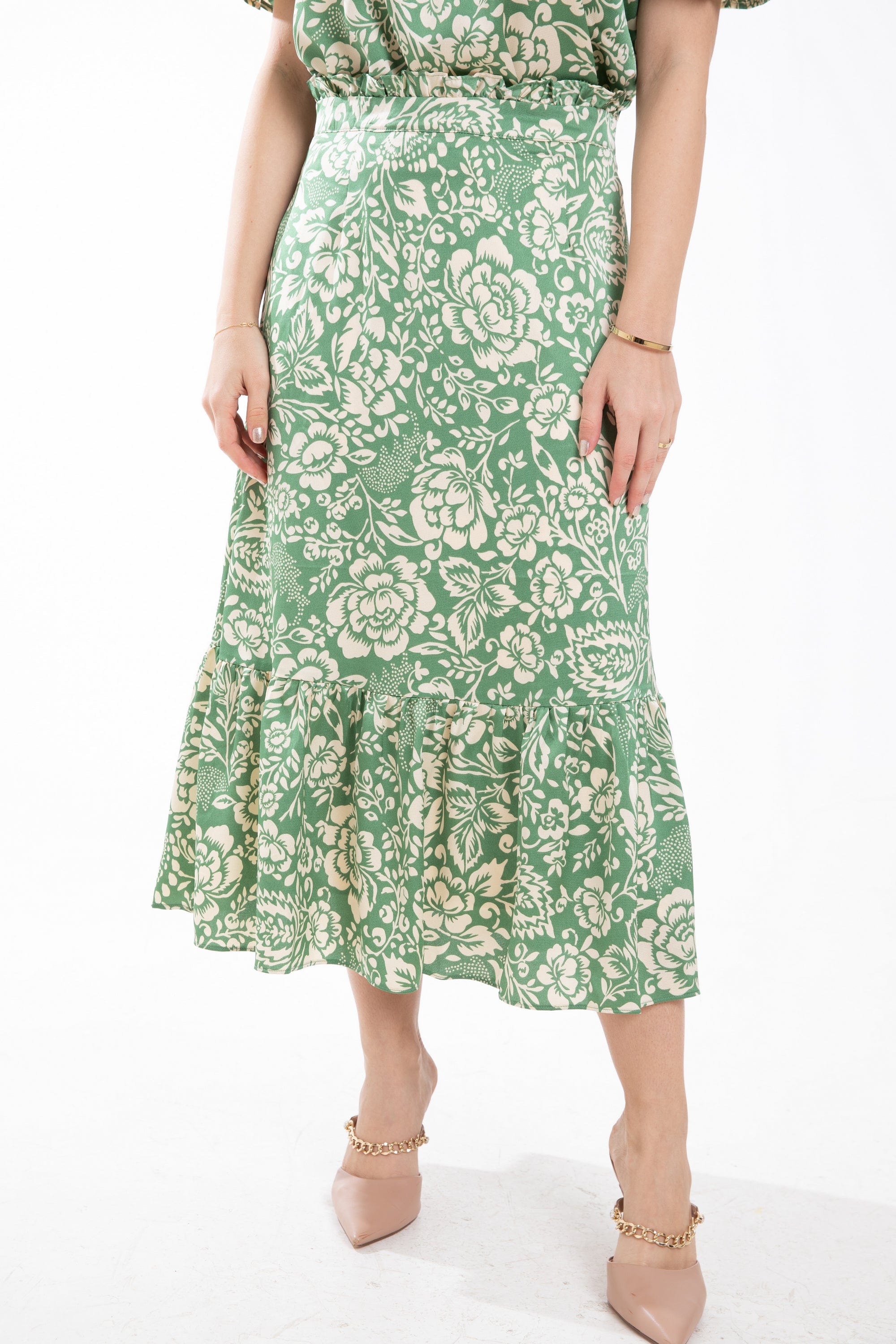 ميكا تنورة ميدي مشجرة بكرانيش من الأسفل