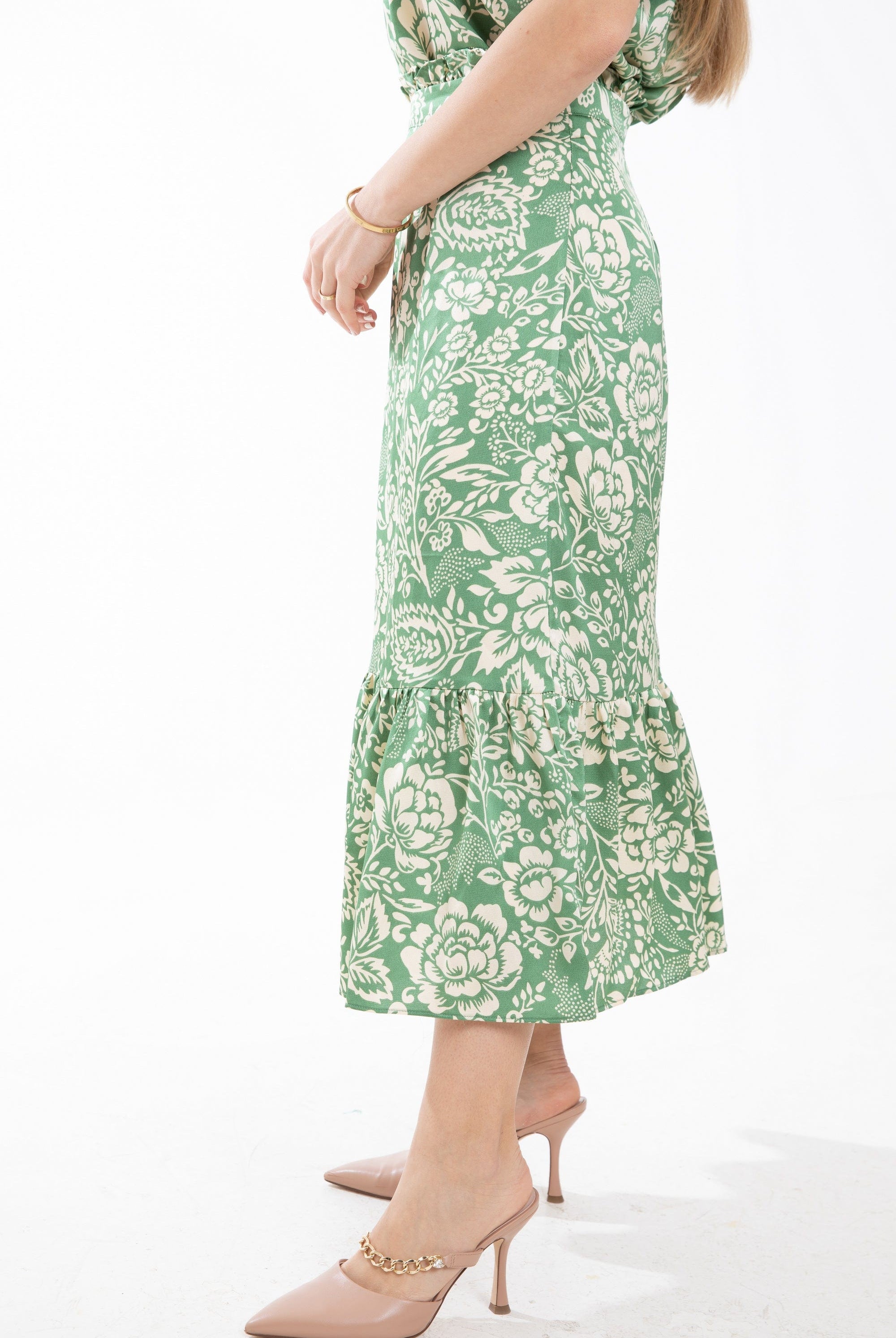 ميكا تنورة ميدي مشجرة بكرانيش من الأسفل