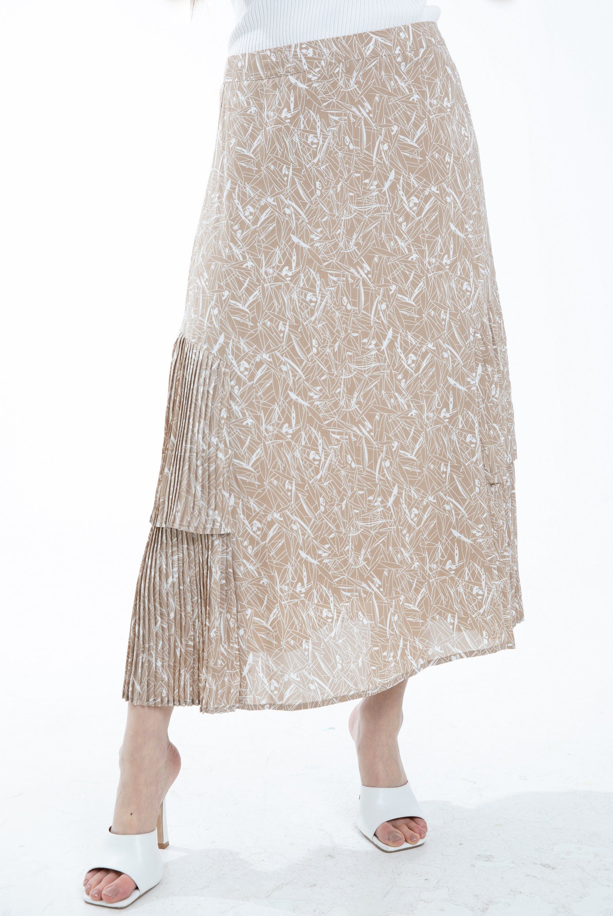 ميكا تنورة ميدي مشجرة بليسية من الأسفل