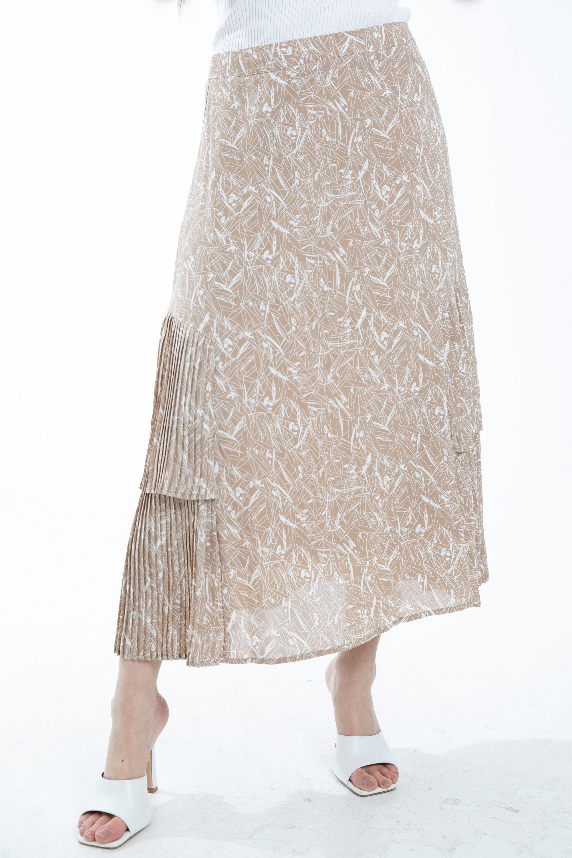 ميكا تنورة ميدي مشجرة بليسية من الأسفل