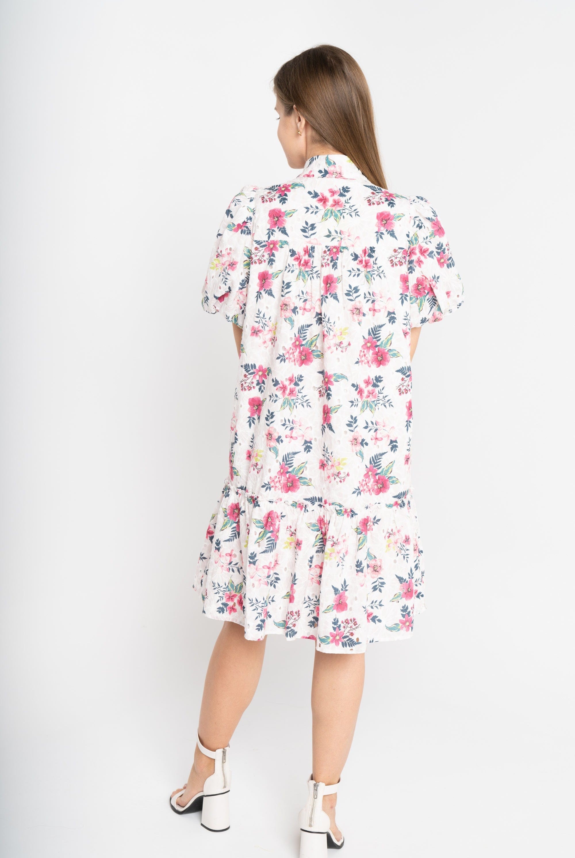 ميكا فستان مشجر قصير نص كم بف