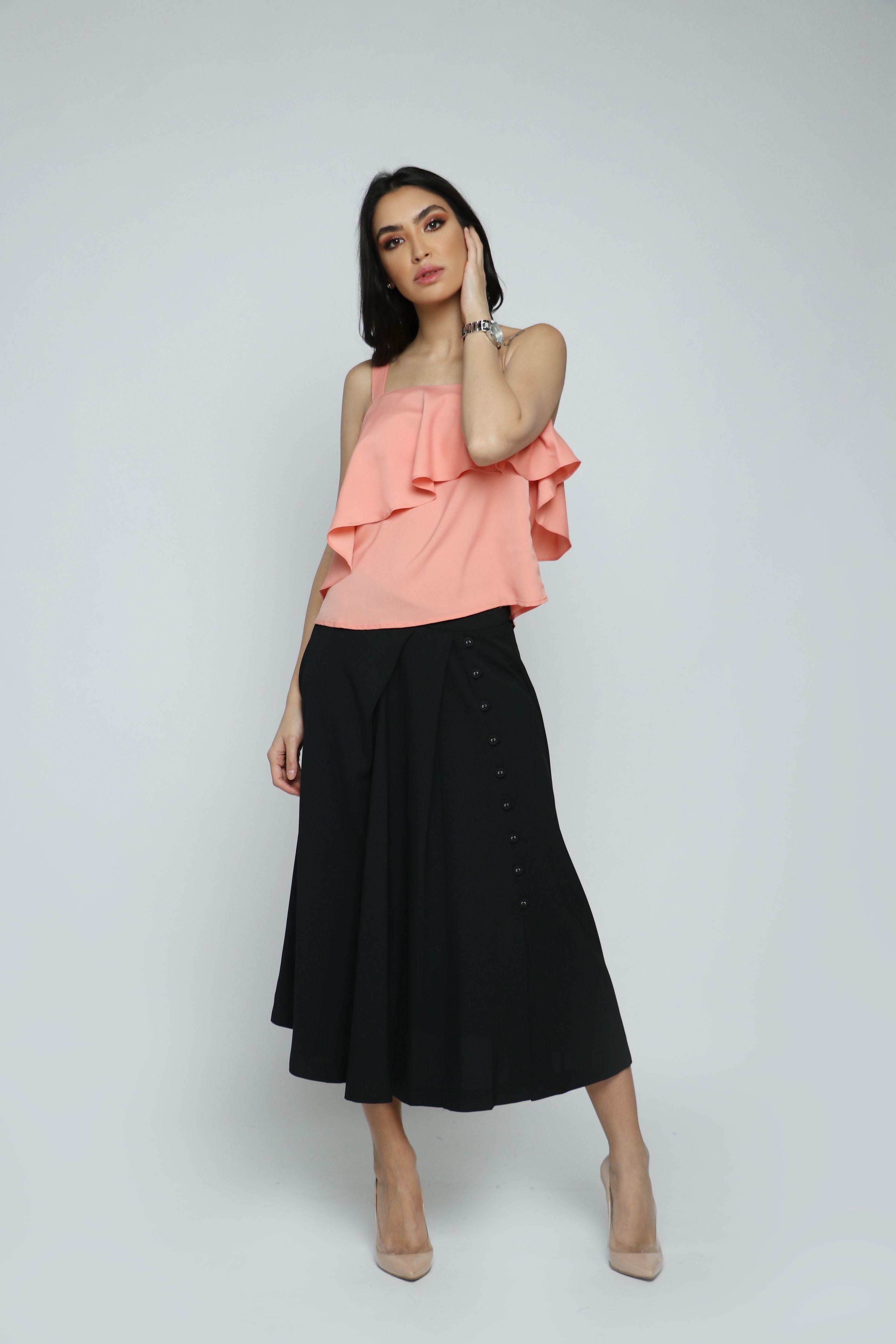 ميكا بلوزة مكشكشة بحمالات عريضة نسائي