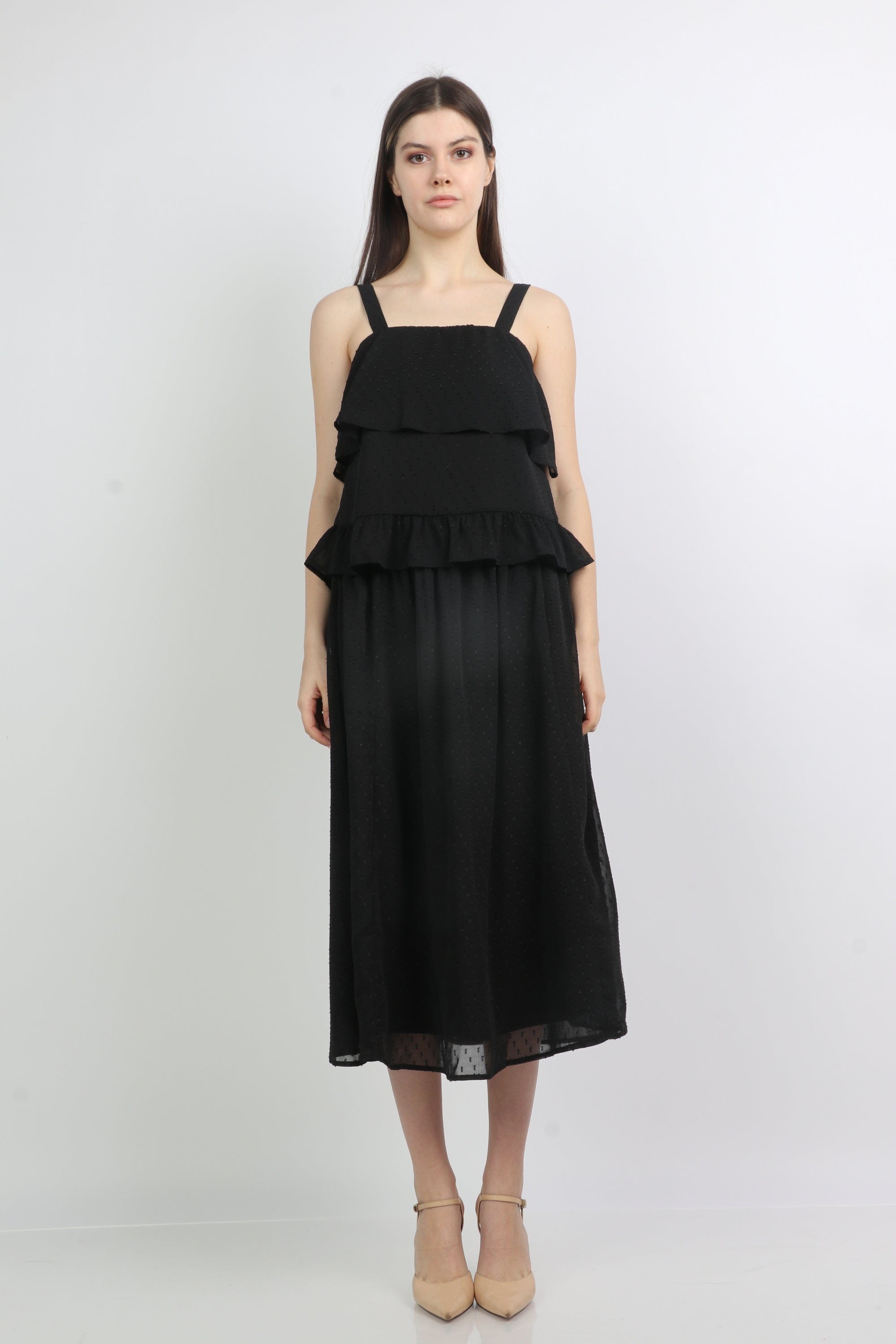 ميكا بلوزة حمالات مكشكشة نسائي