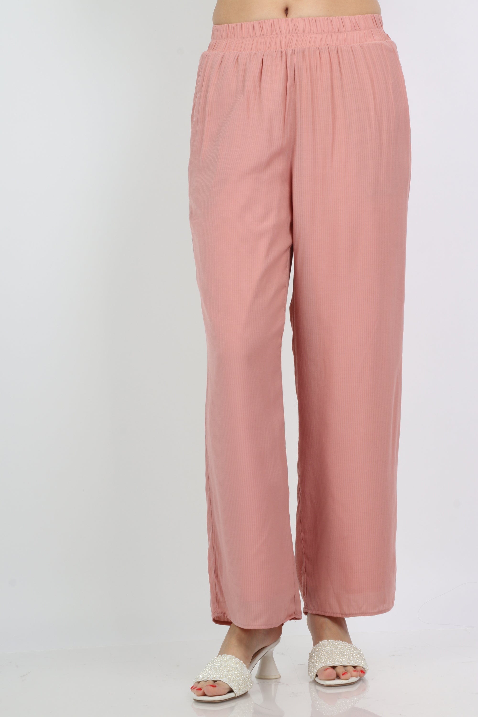 ميكا بنطلون واسع بخصر مرن طويل نسائي