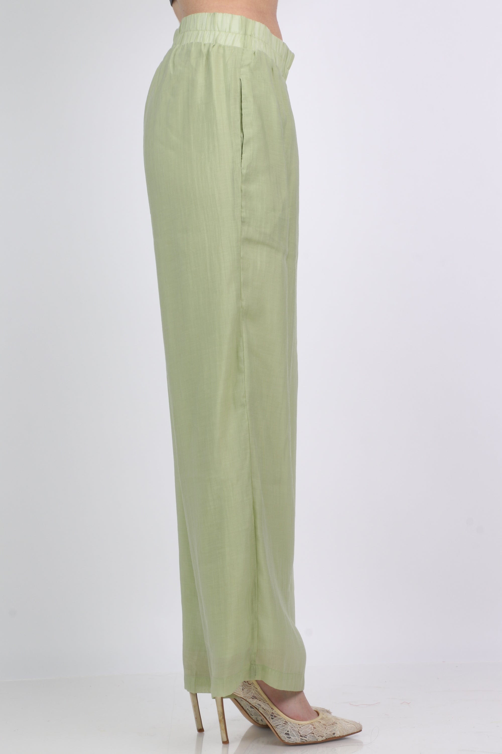 ميكا سروال شيفون مبطن هاي ويست وسيع طويل نسائي