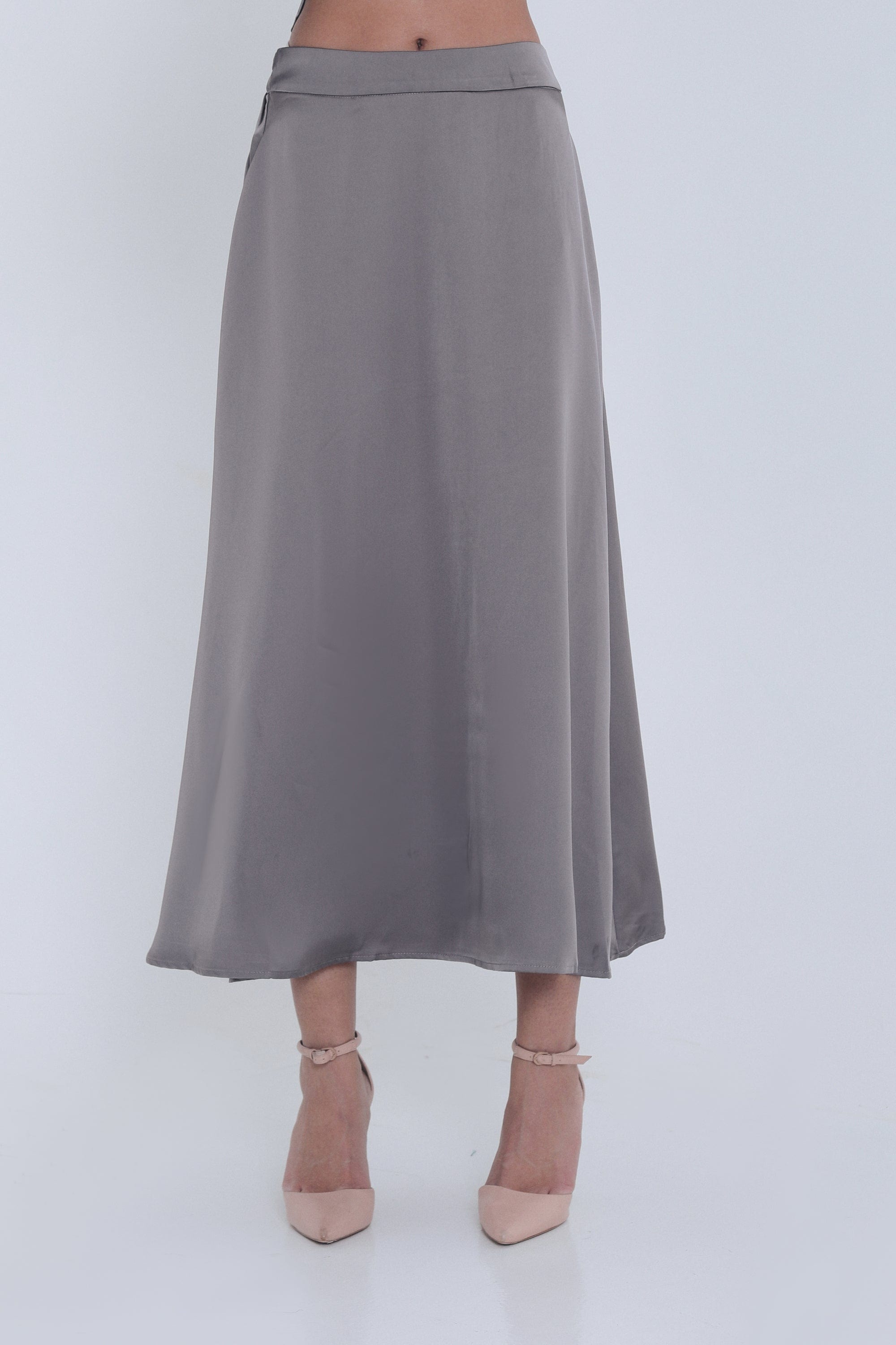 ميكا تنورة ميدي ناعمة واسعة بمطاط في الخلف