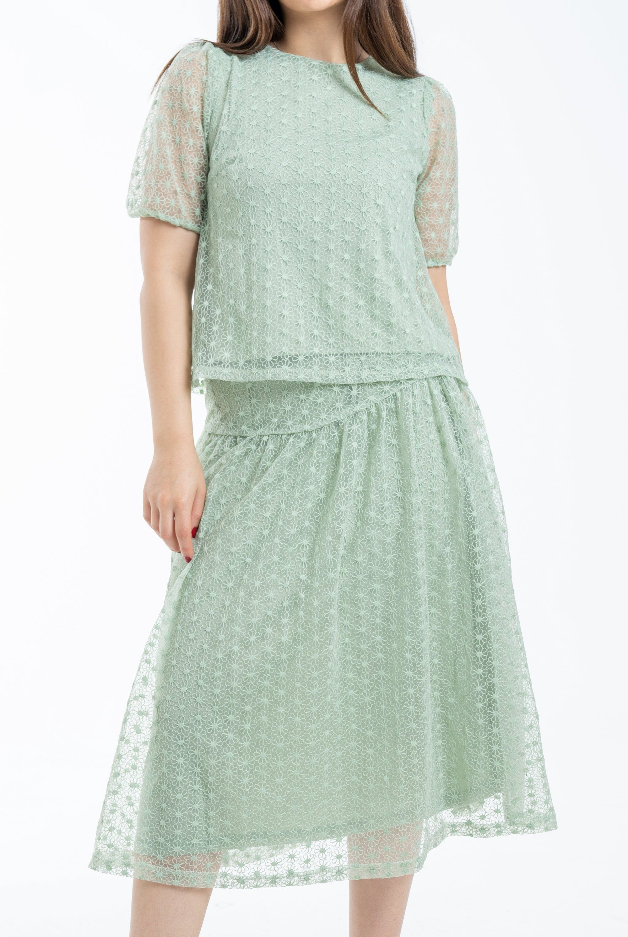 ميكا تنورة ميدي منقطة شفافي نسائي