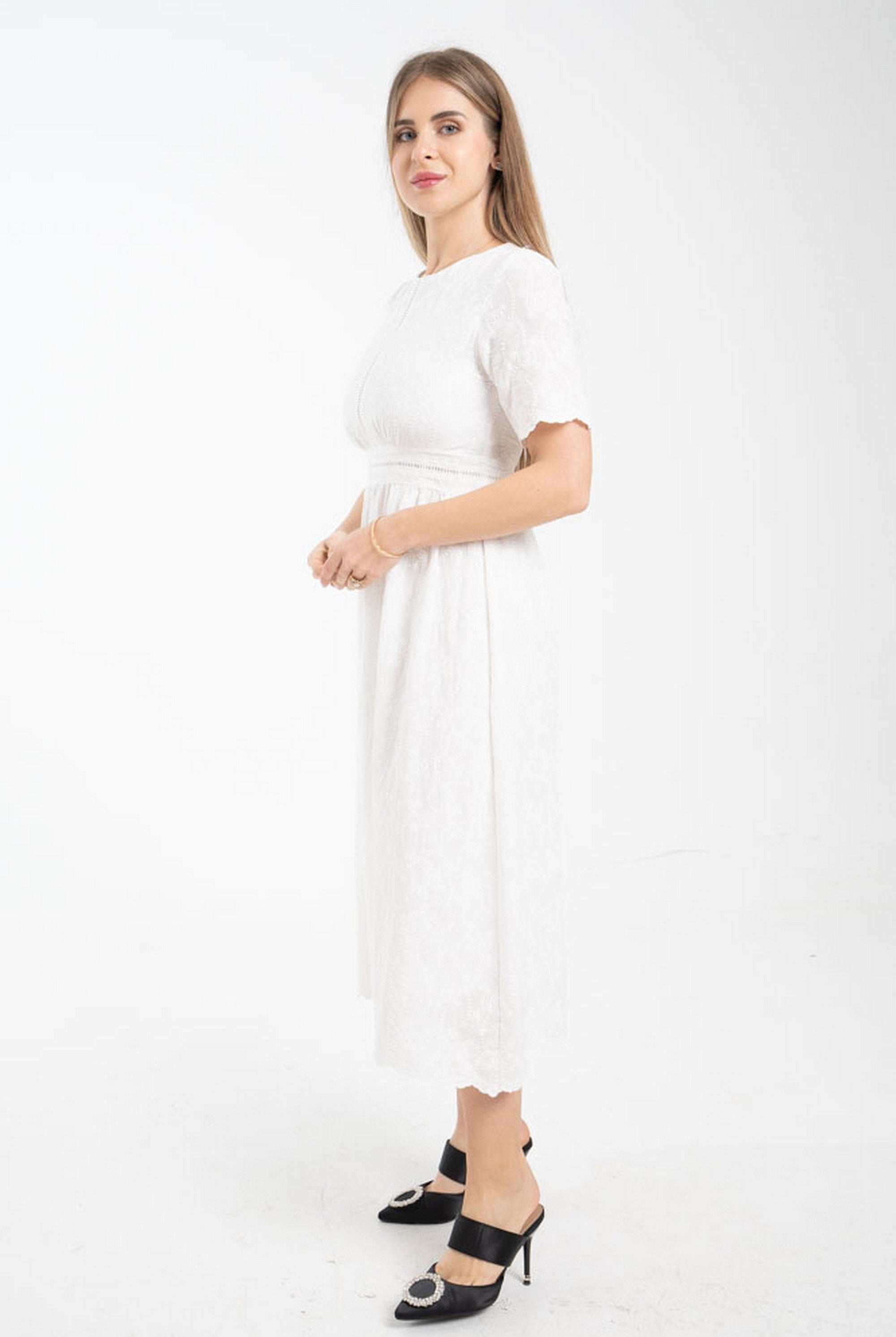 ميكا فستان مخصر ميدي كلوش من أسفل كم قصير نسائي