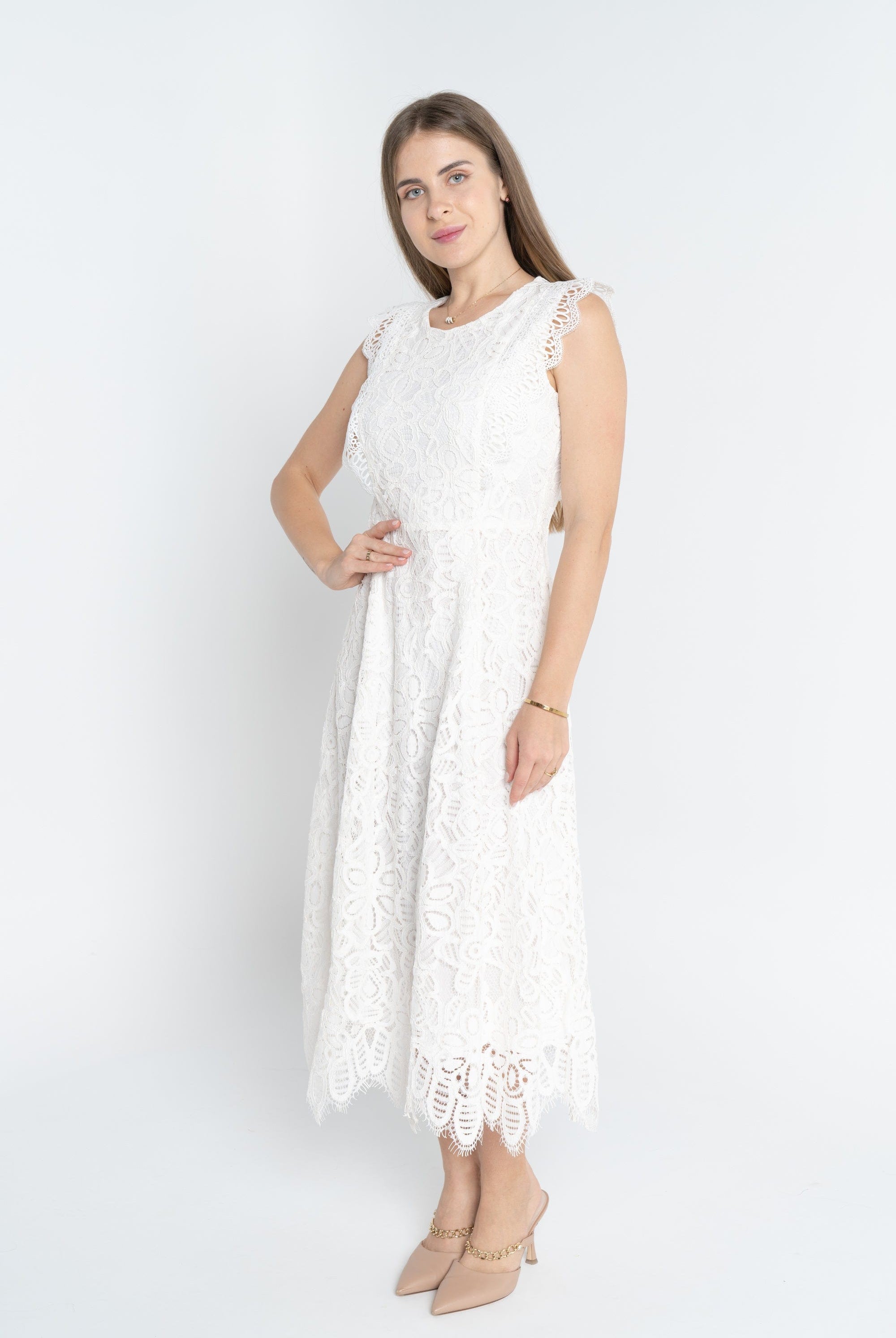 ميكا فستان ميدي مخصر مخرم مبطن كت نسائي