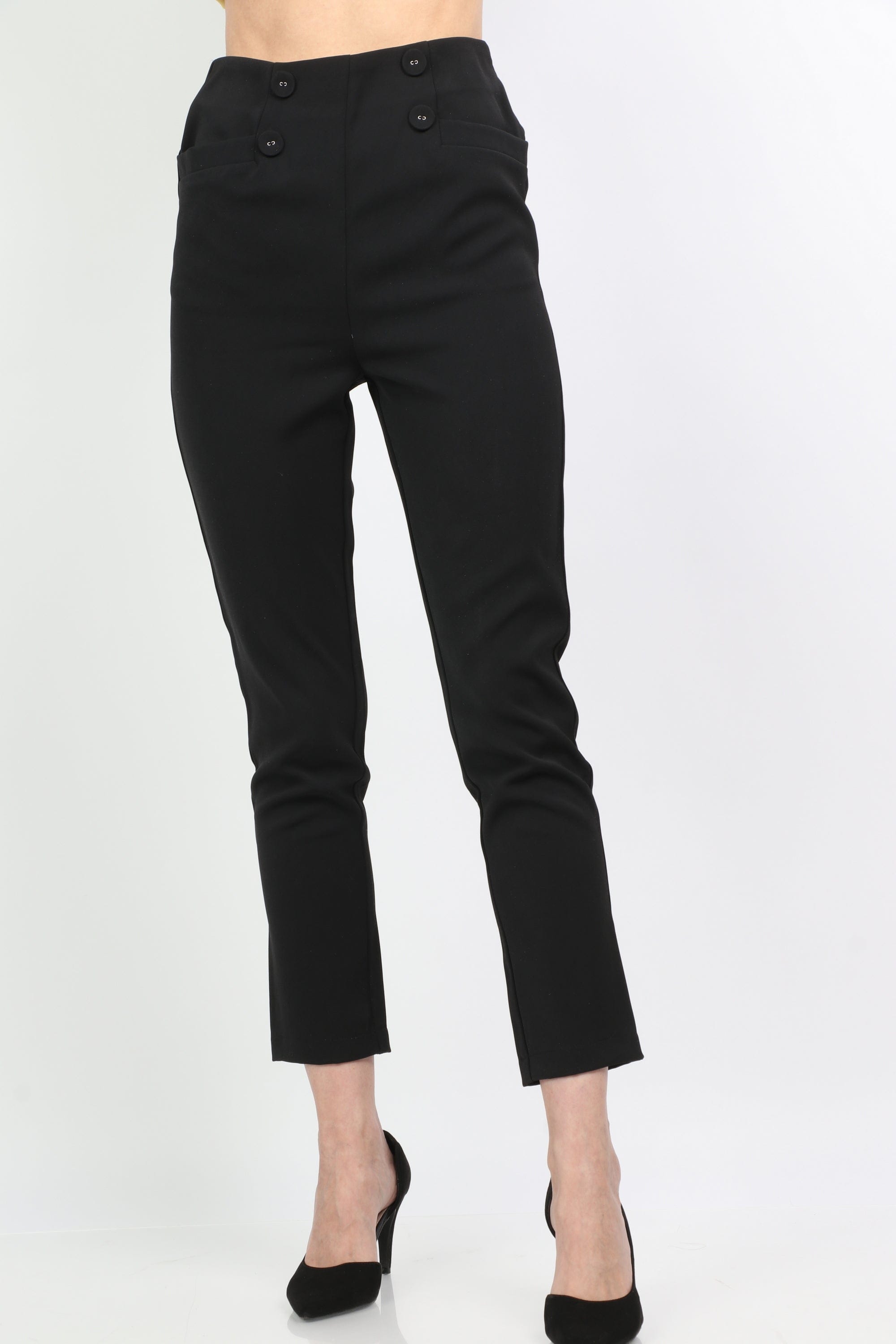 ميكا بنطلون رسمي هاي ويست بزراير على الخصر وسحاب طويل نسائي