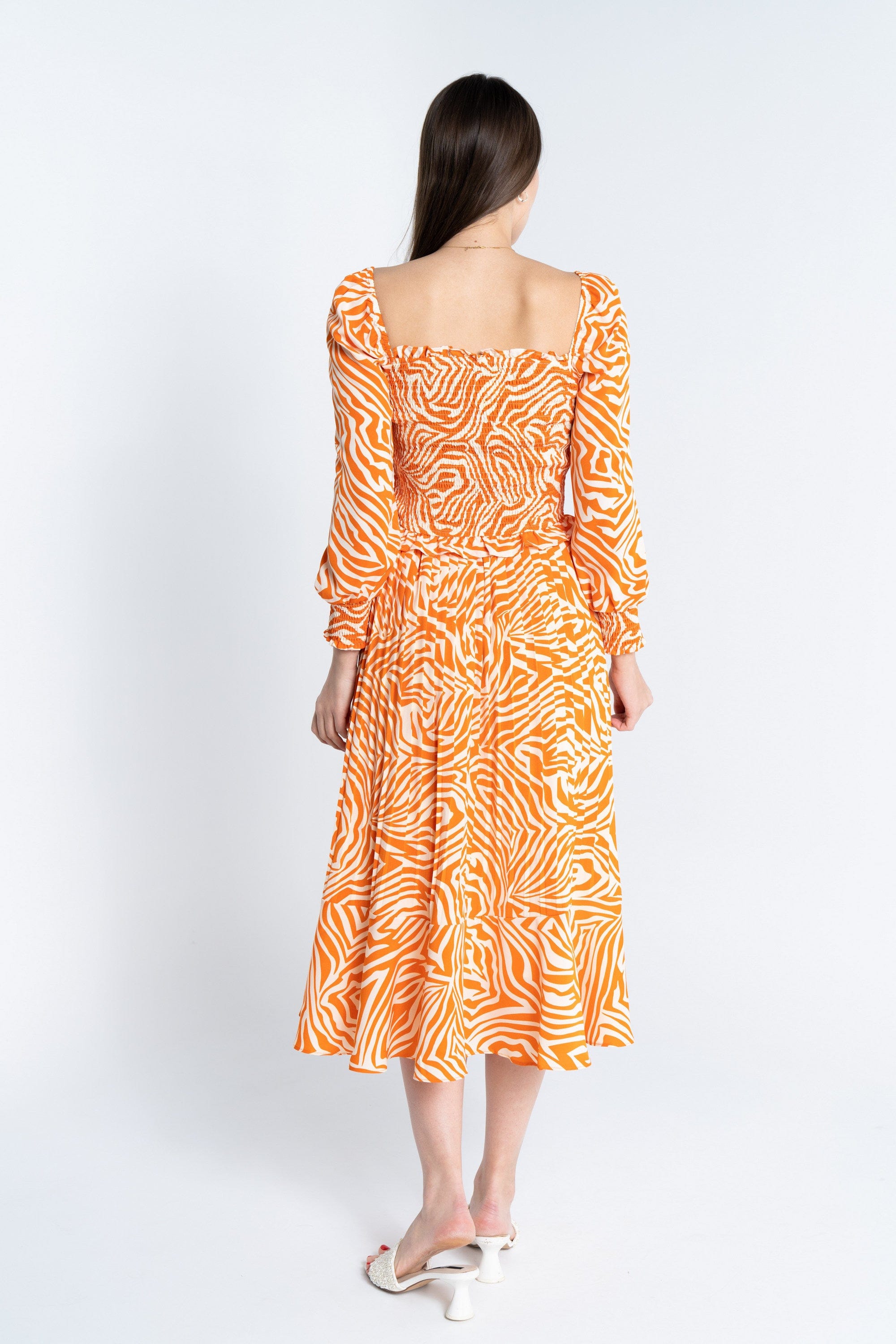 ميكا تنورة منقوشة بليسيه خصر مرتفع ميدي نسائي