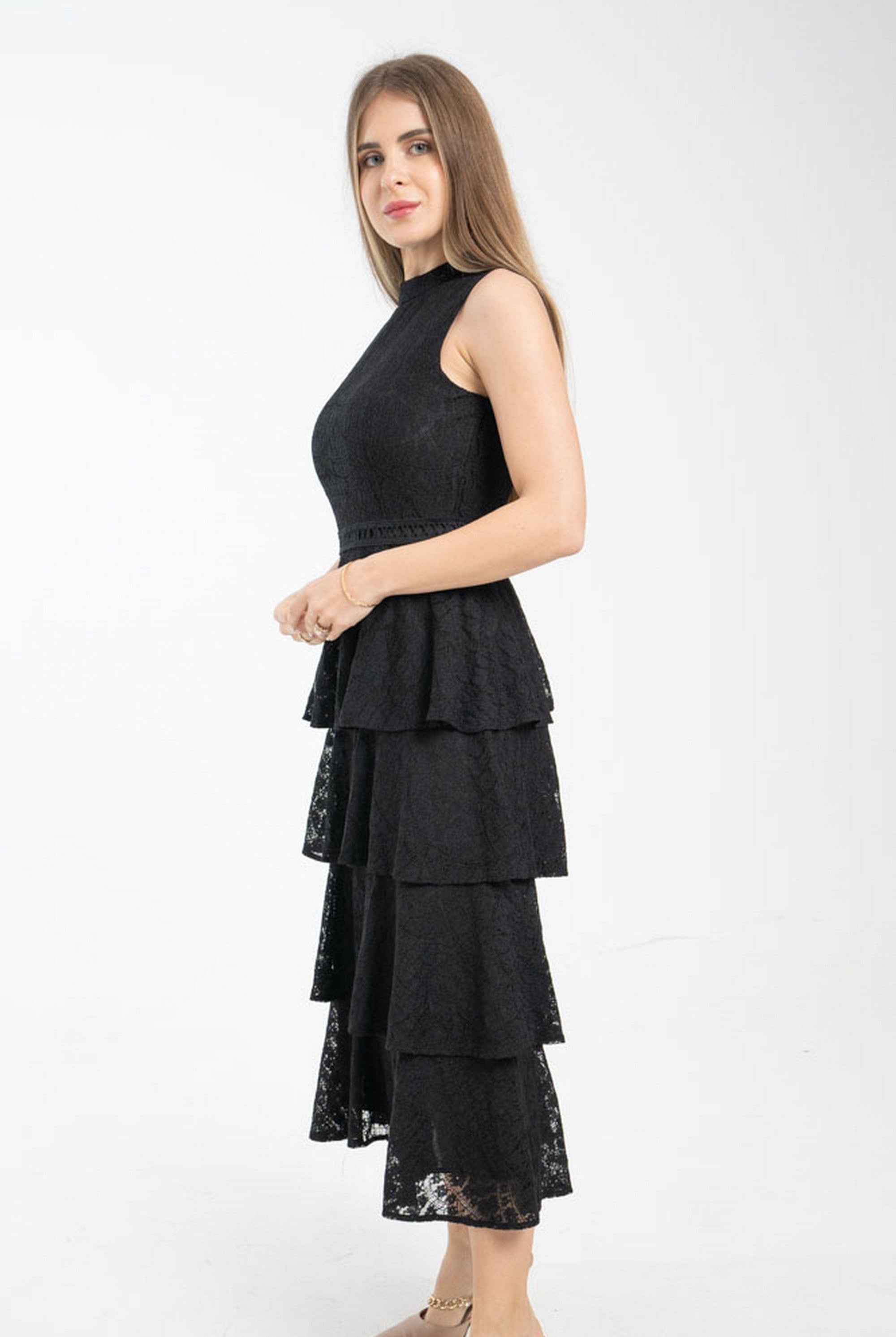 ميكا فستان ميدي مخصر مكشكش من أسفل كت نسائي