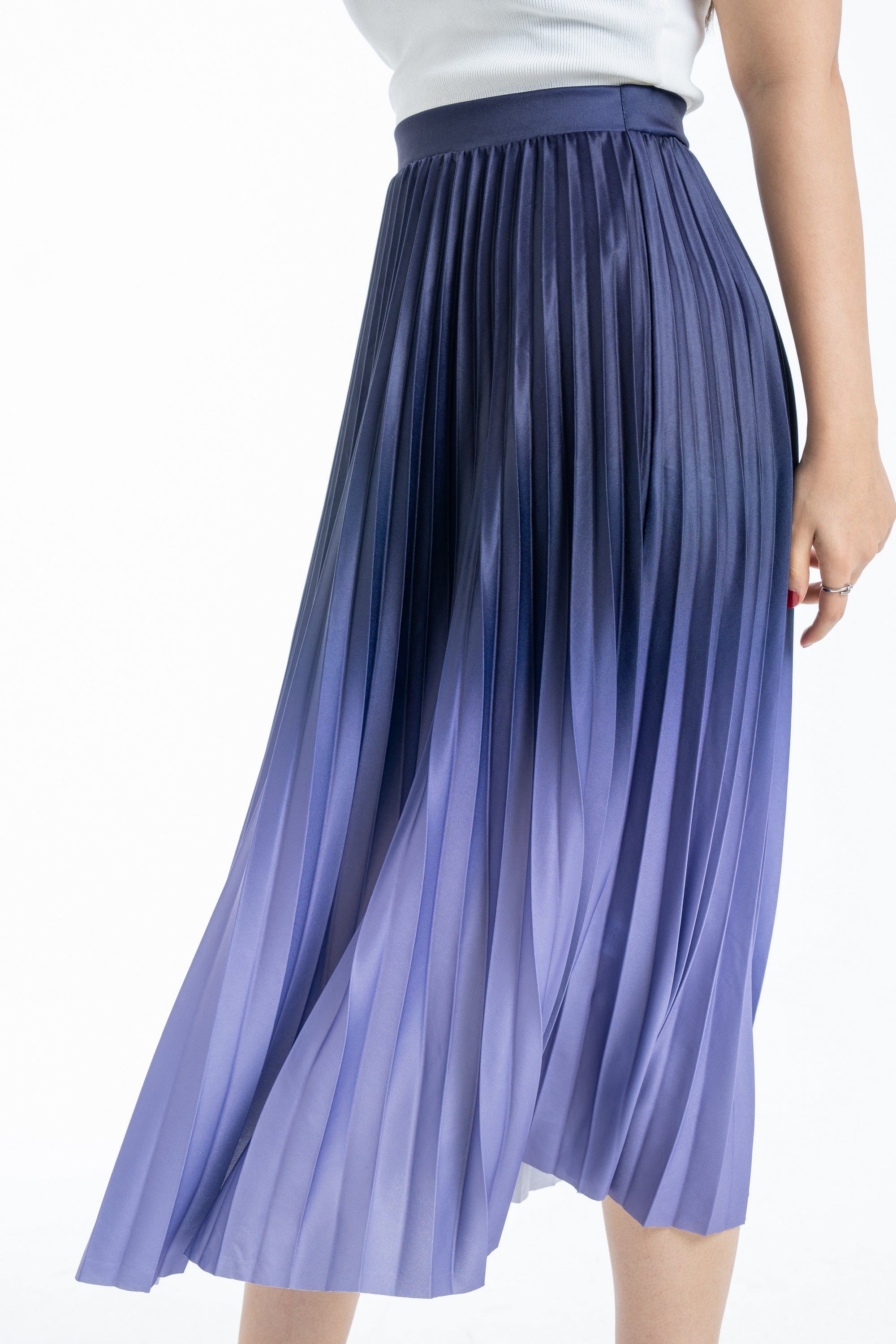 ميكا تنورة ميدي بليسيه خصر مرتفع