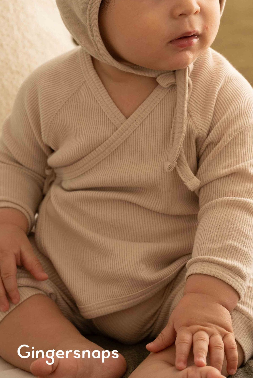 جينجرسنابس طقم مواليد سادة بلوزة ملفوفة وبنطلون وردي