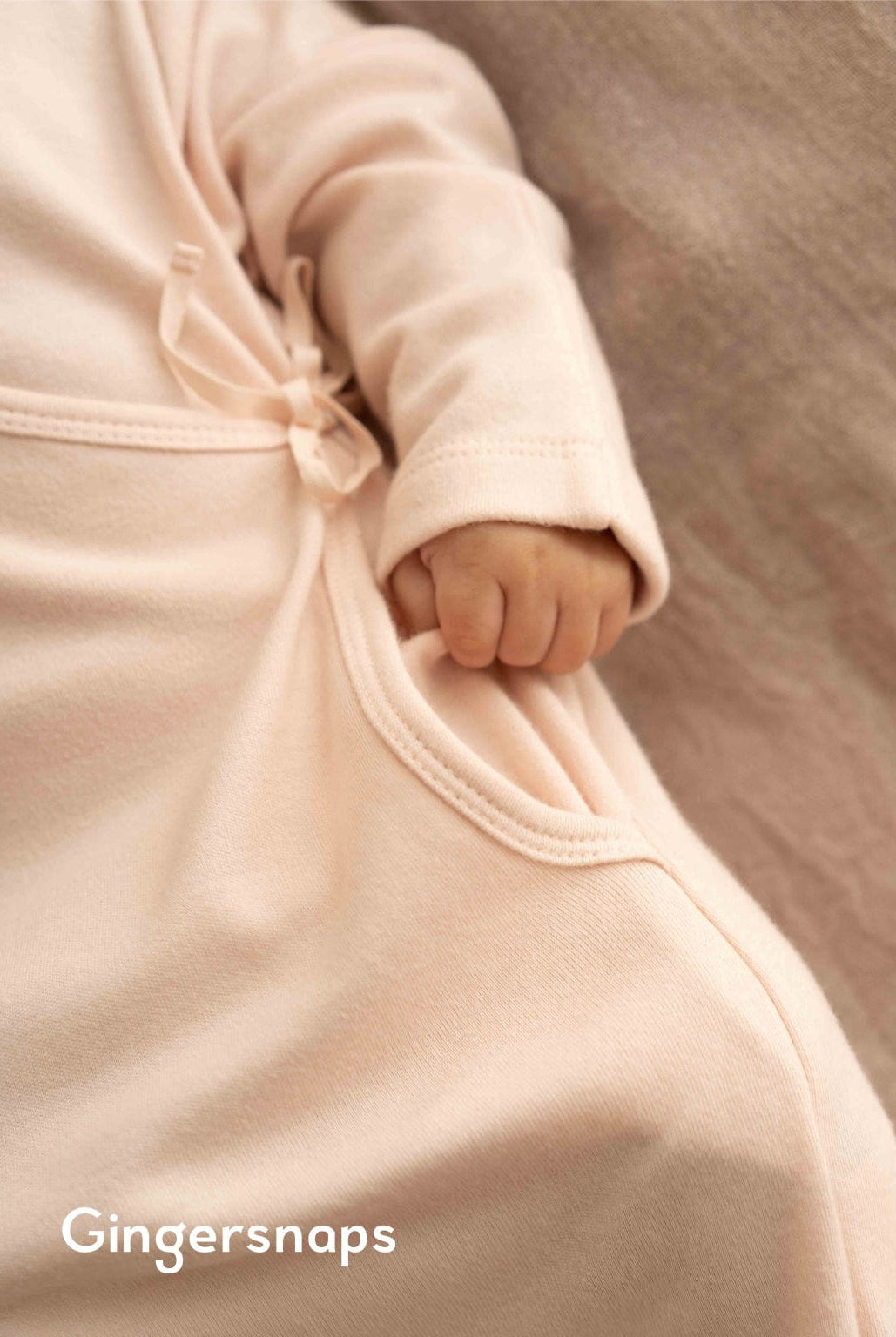 جينجرسنابس سالوبيت أطفال مواليد سادة كم طويل وقبعة وردي