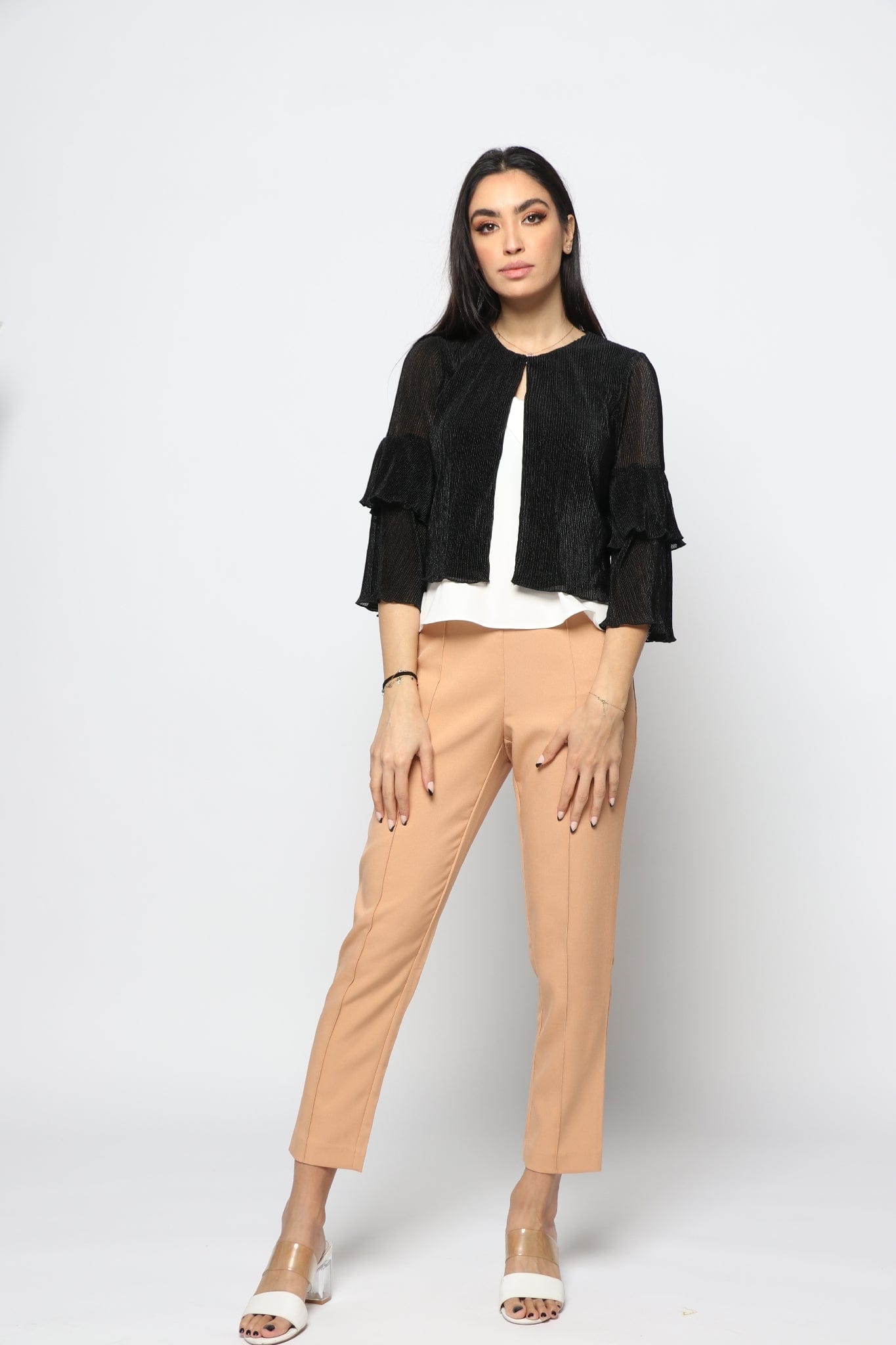 نتشي كارديجان سهرة 3/4 كم مكشكش قصير نسائي