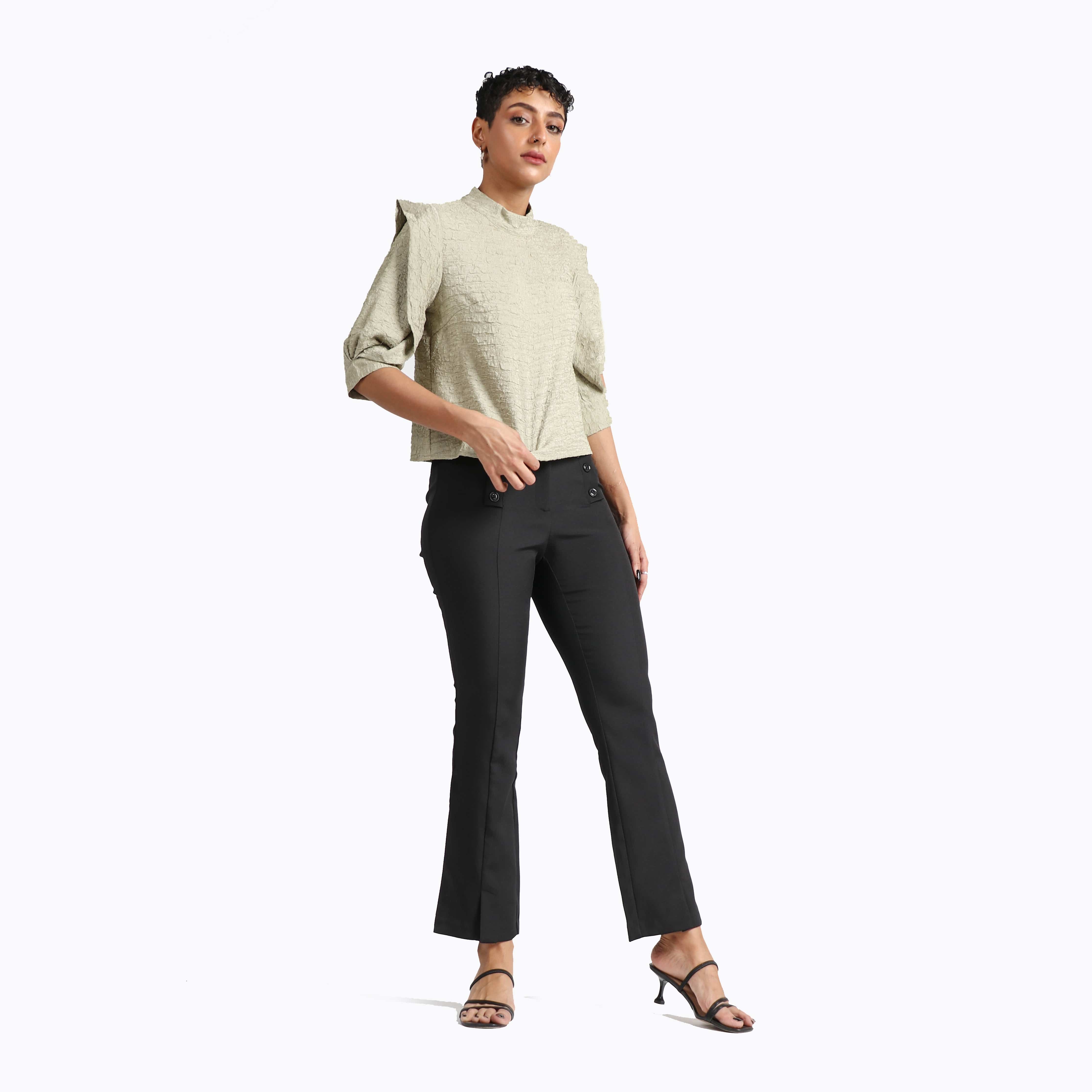 نتشي بنطلون كلاسيك بزراير من الجنب طويل نسائي