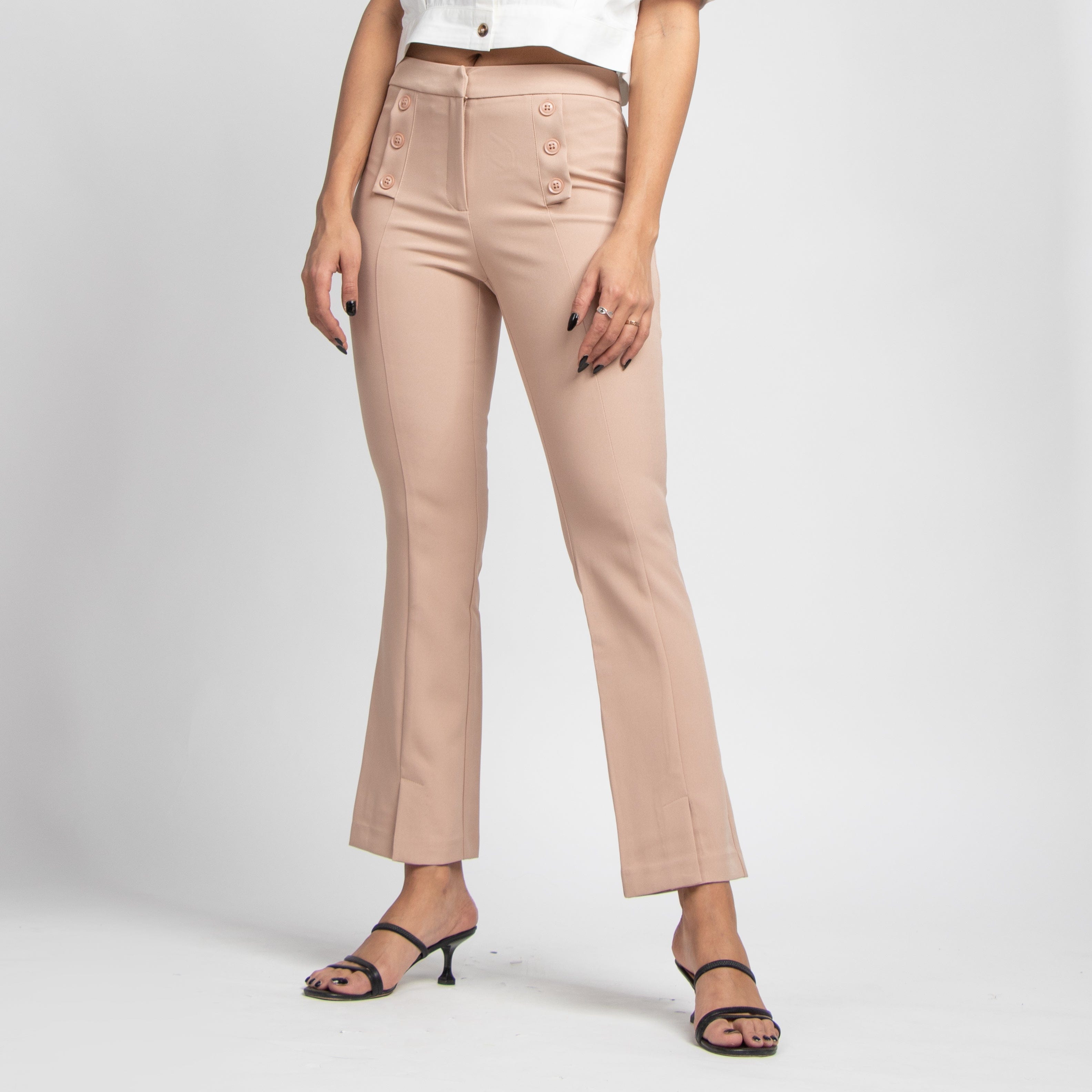 نتشي بنطلون كلاسيك بزراير من الجنب طويل نسائي