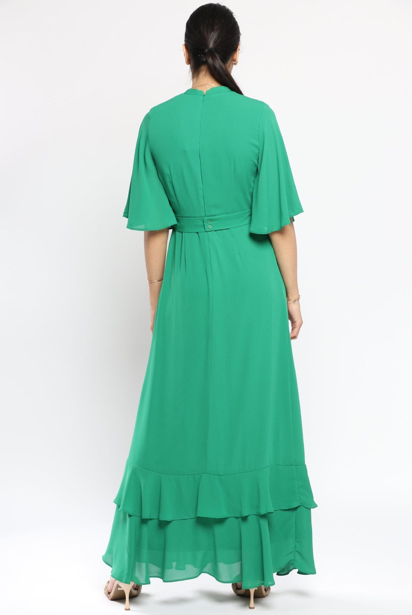 نتشي فستان كلاسيك نسائي طويل بطبقات من الأسفل