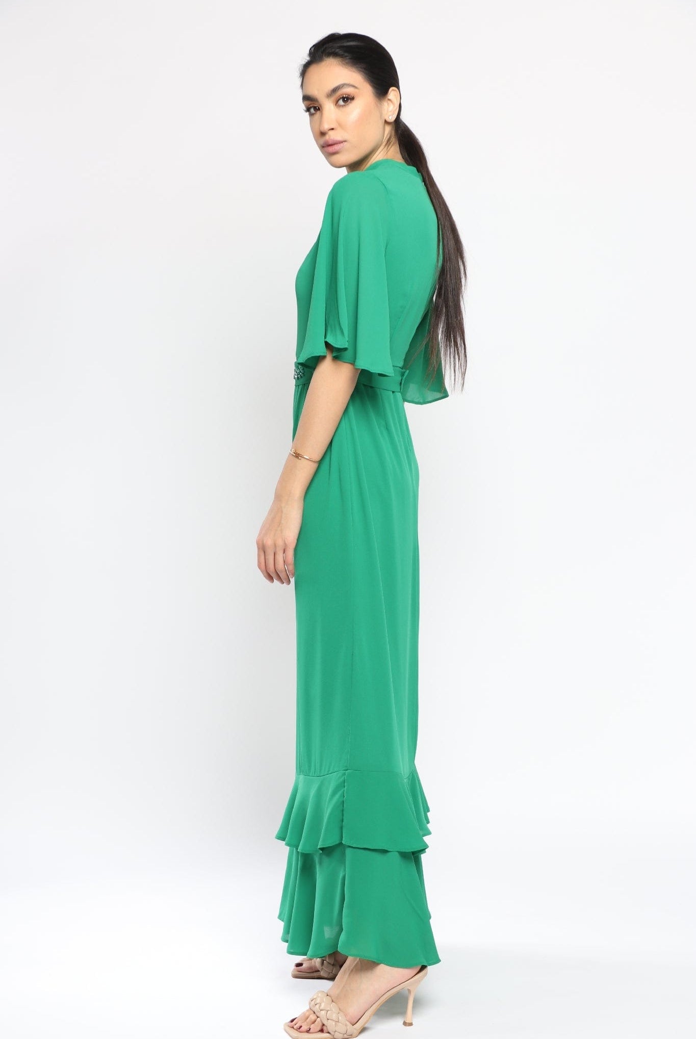 نتشي فستان كلاسيك نسائي طويل بطبقات من الأسفل