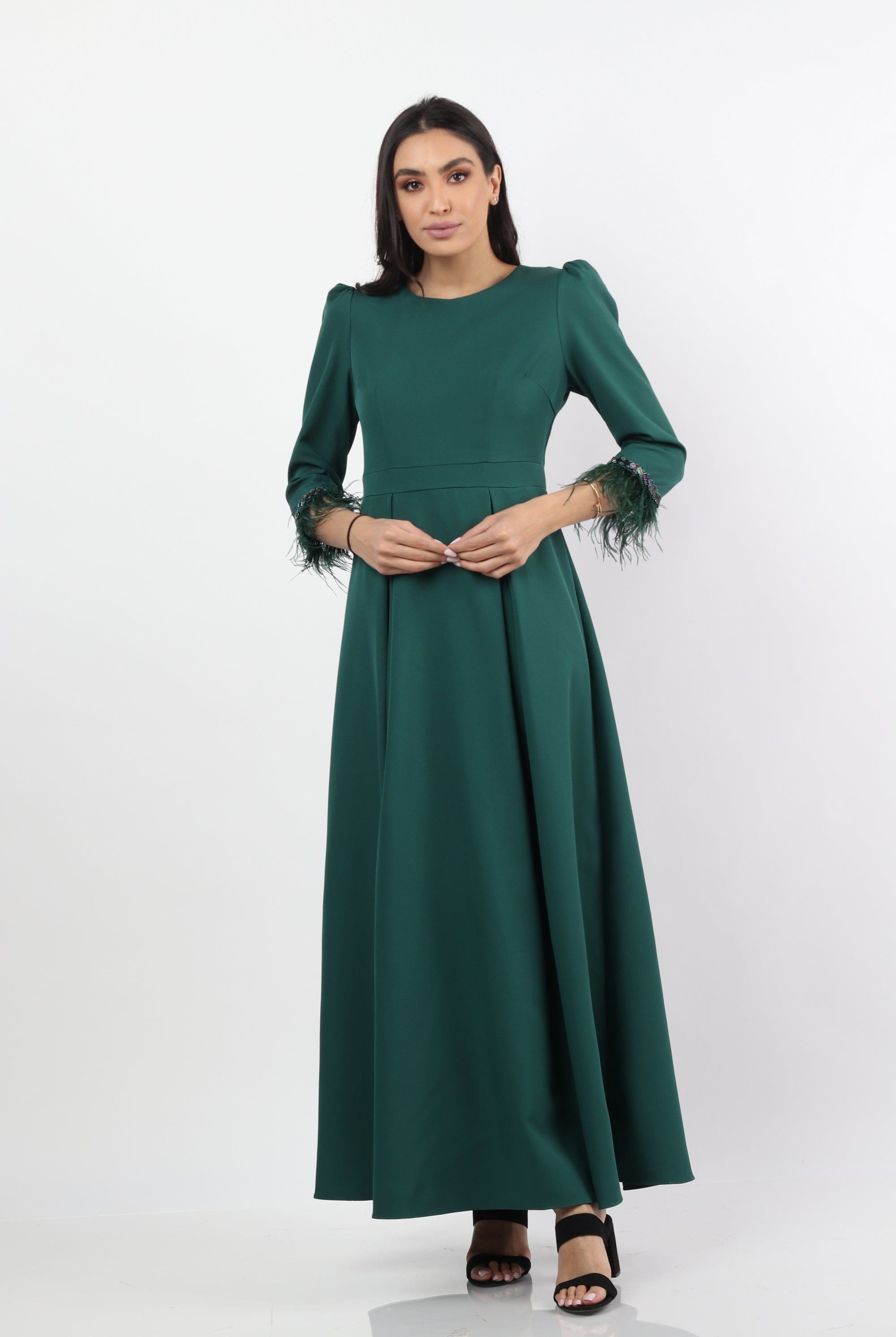 نتشي فستان ماكسي كم طويل نسائي