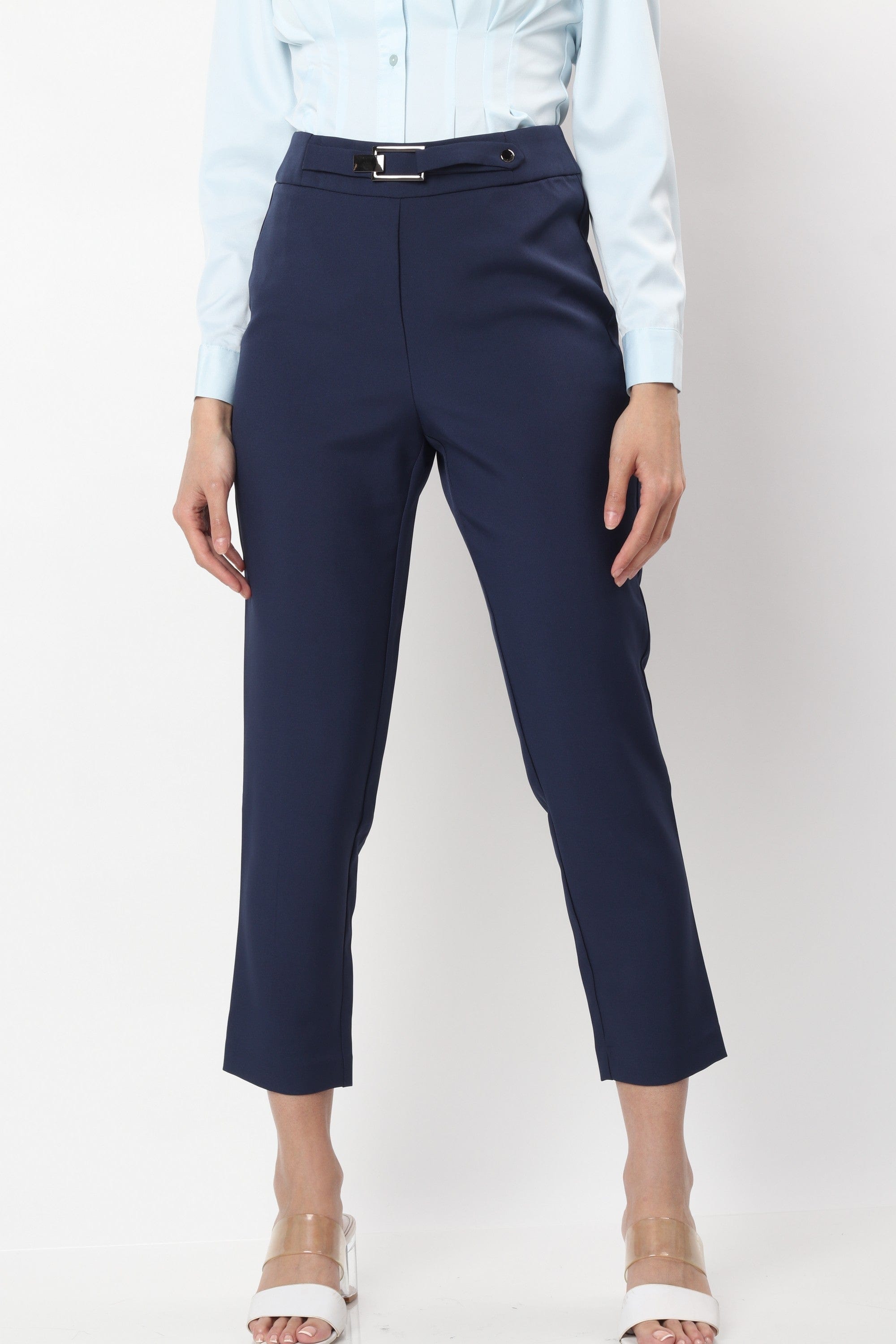 نتشي بنطلون قماش كلاسيك حريمي بحزام صغير