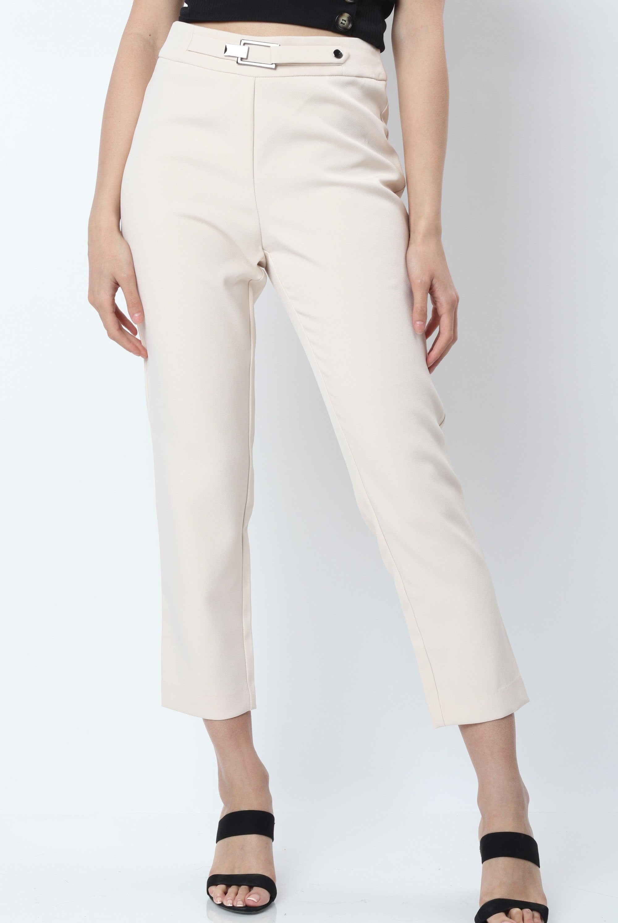 نتشي بنطلون قماش كلاسيك حريمي بحزام صغير