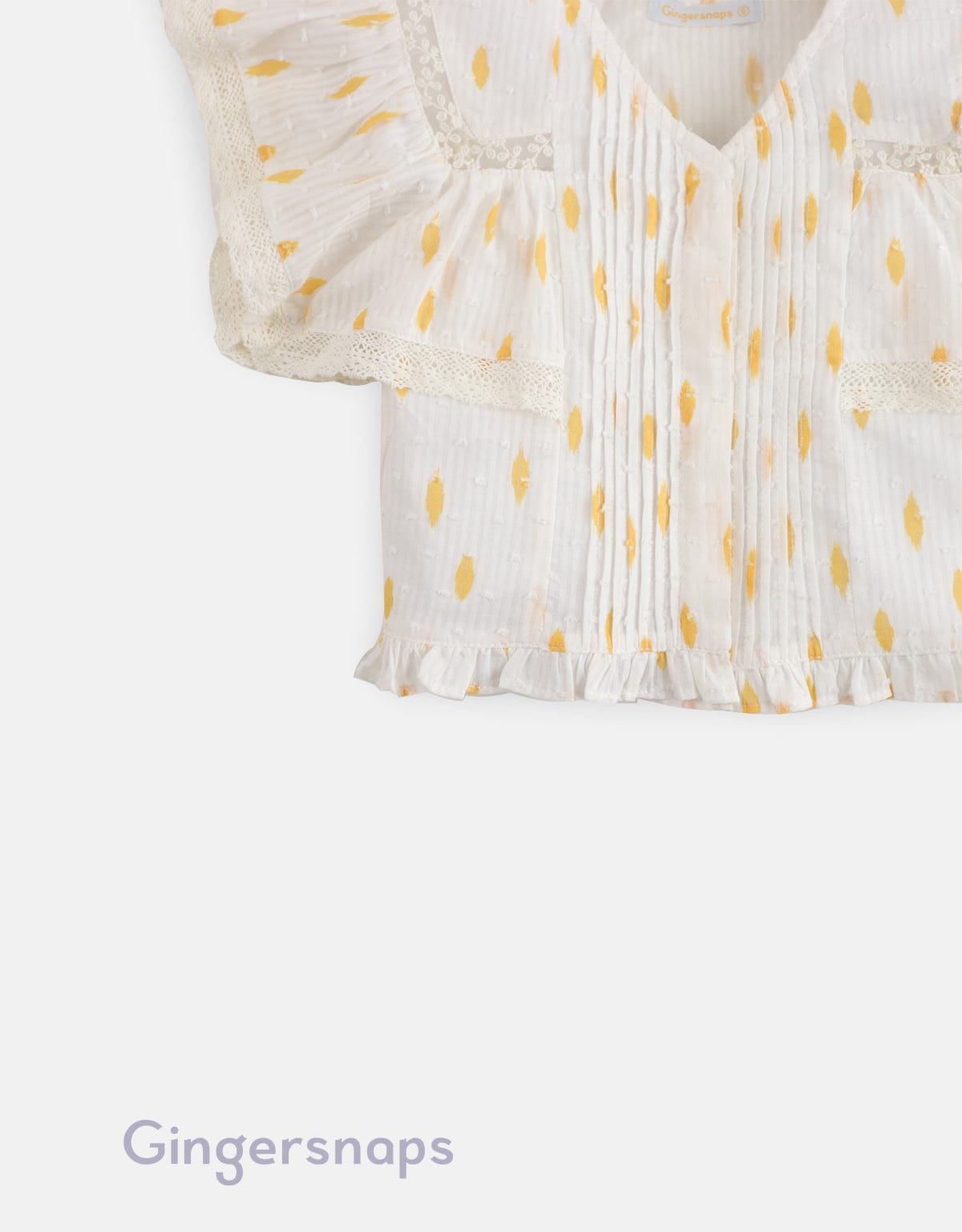 جينجرسنابس بلوزة على شكل فراشة منقطة بناتي أبيض