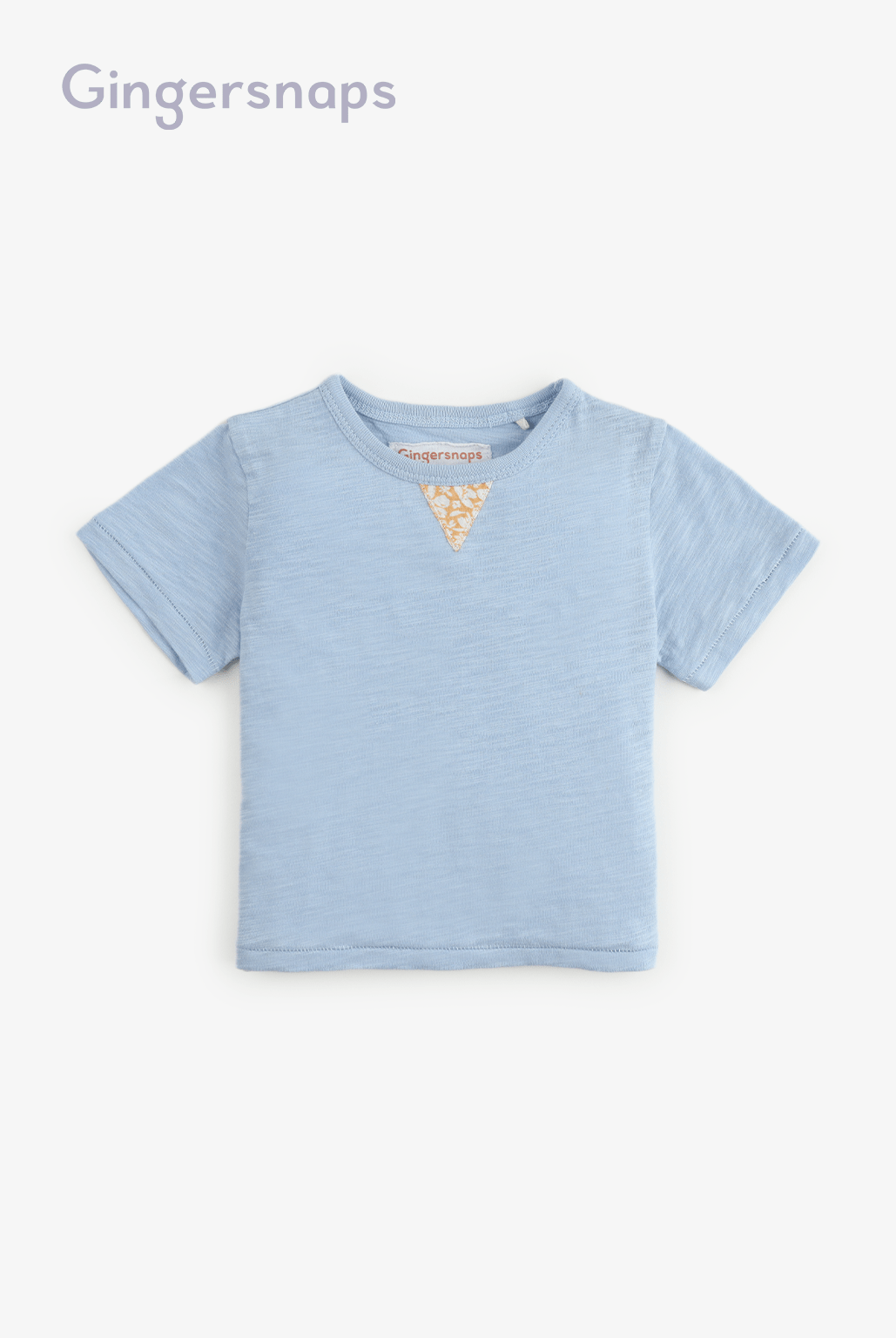 جينجرسنابس تي شيرت مواليد أولادي سادة بياقة دائرية أزرق