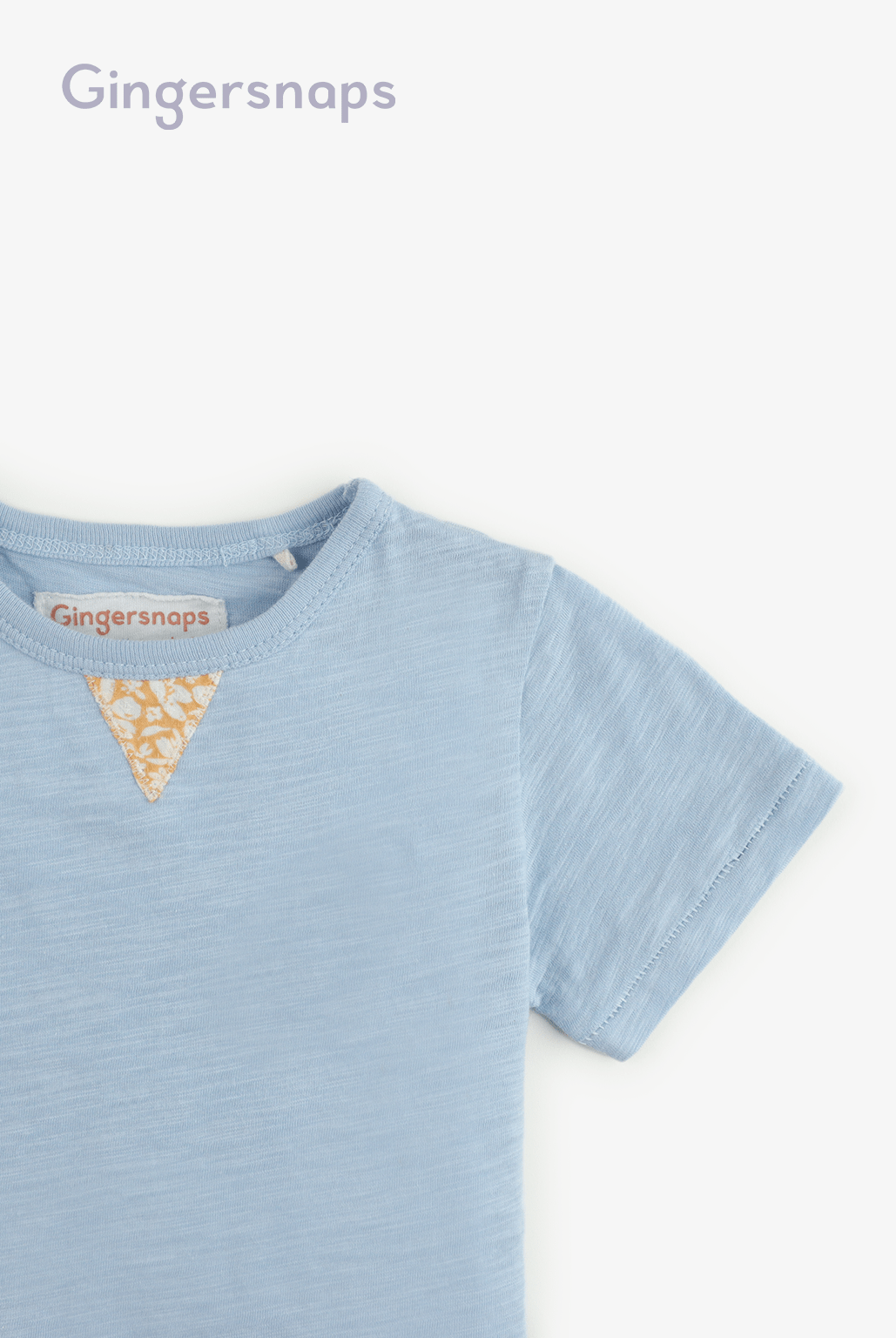 جينجرسنابس تي شيرت مواليد أولادي سادة بياقة دائرية أزرق