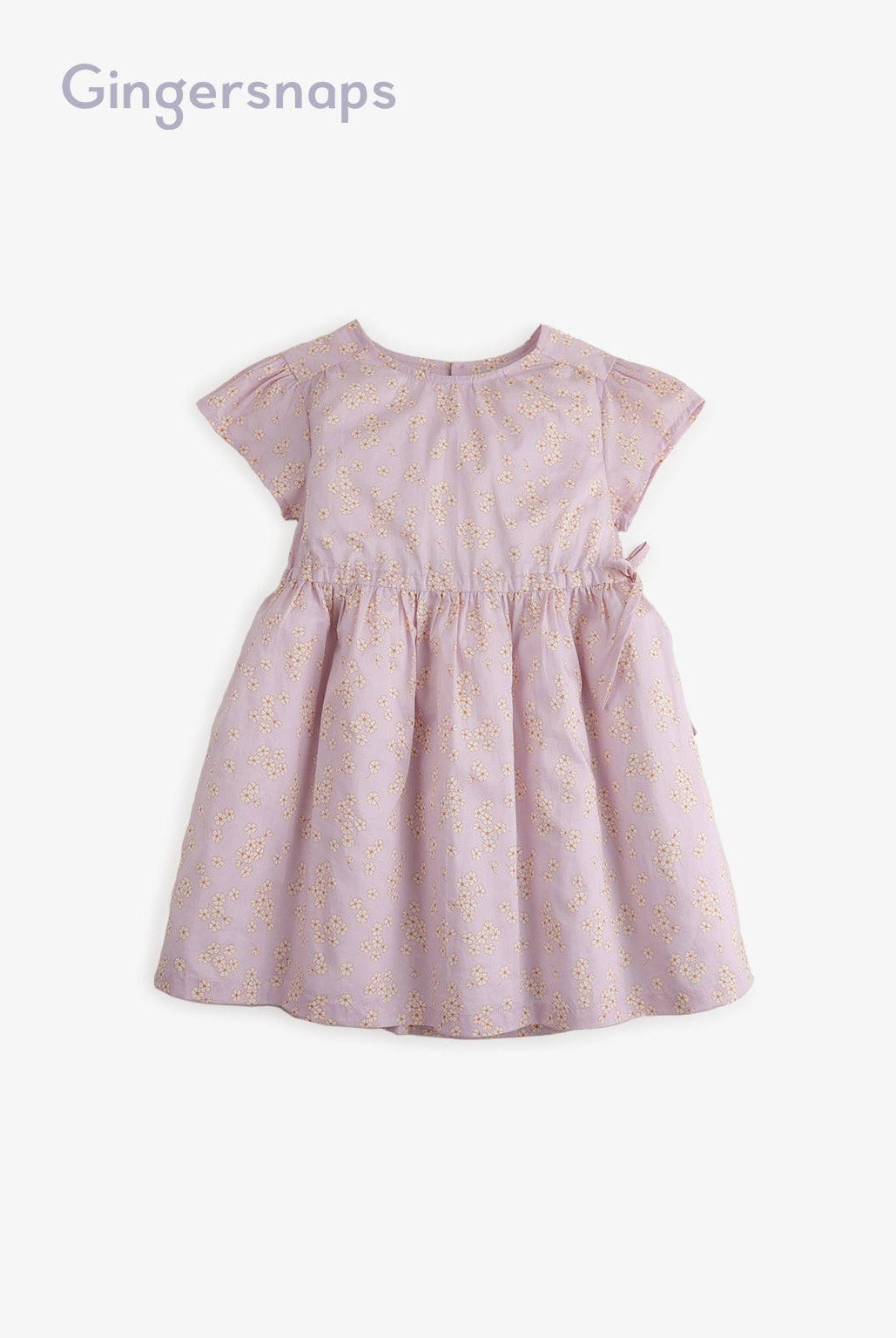 جينجرسنابس فستان مورد ناعم مخصر بفيونكة على الجانب نص كم بناتي أرجواني