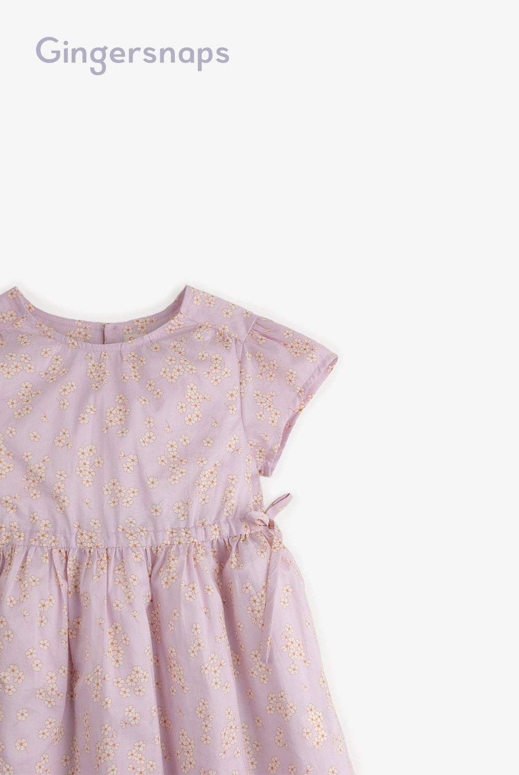 جينجرسنابس فستان مورد ناعم مخصر بفيونكة على الجانب نص كم بناتي أرجواني