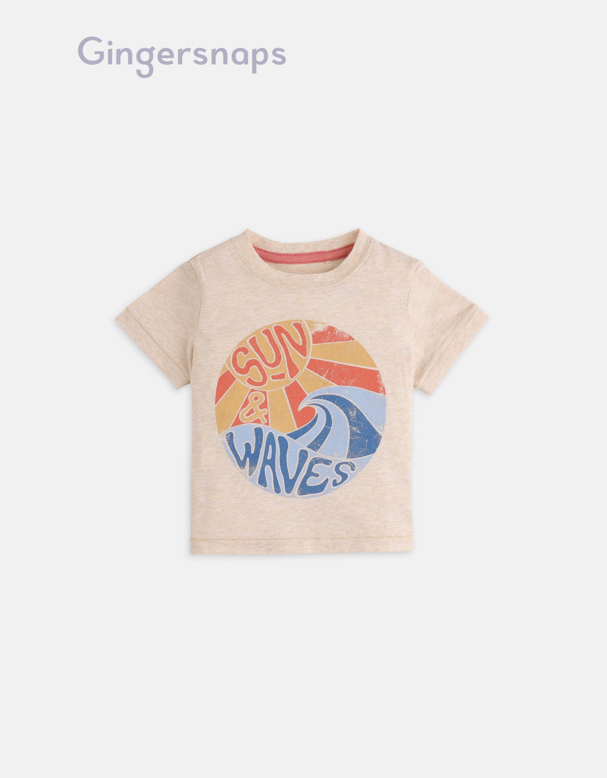 جينجرسنابس تي شيرت أولاد رضع بطبعة أمواج البيج