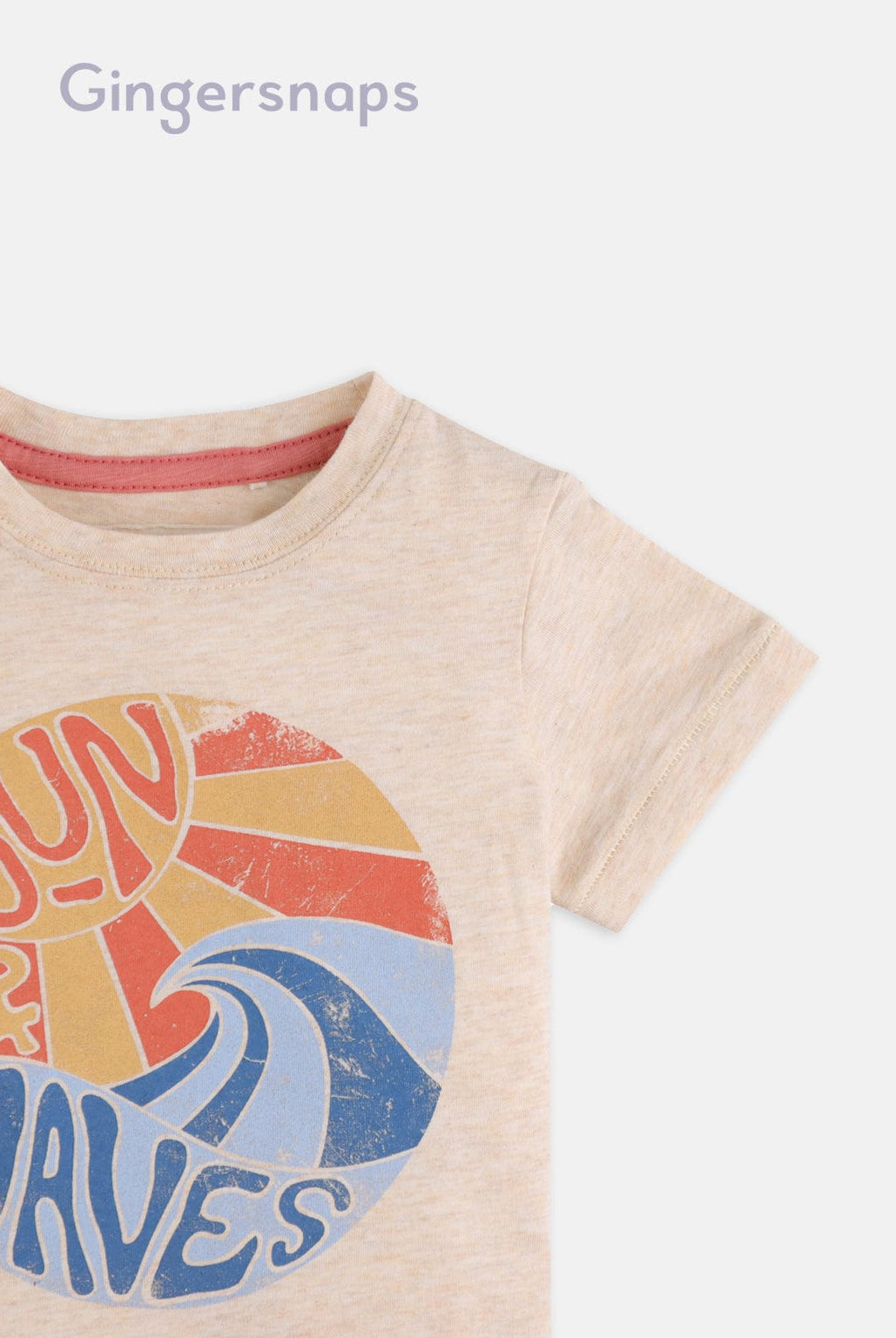 جينجرسنابس تي شيرت أولاد رضع بطبعة أمواج البيج