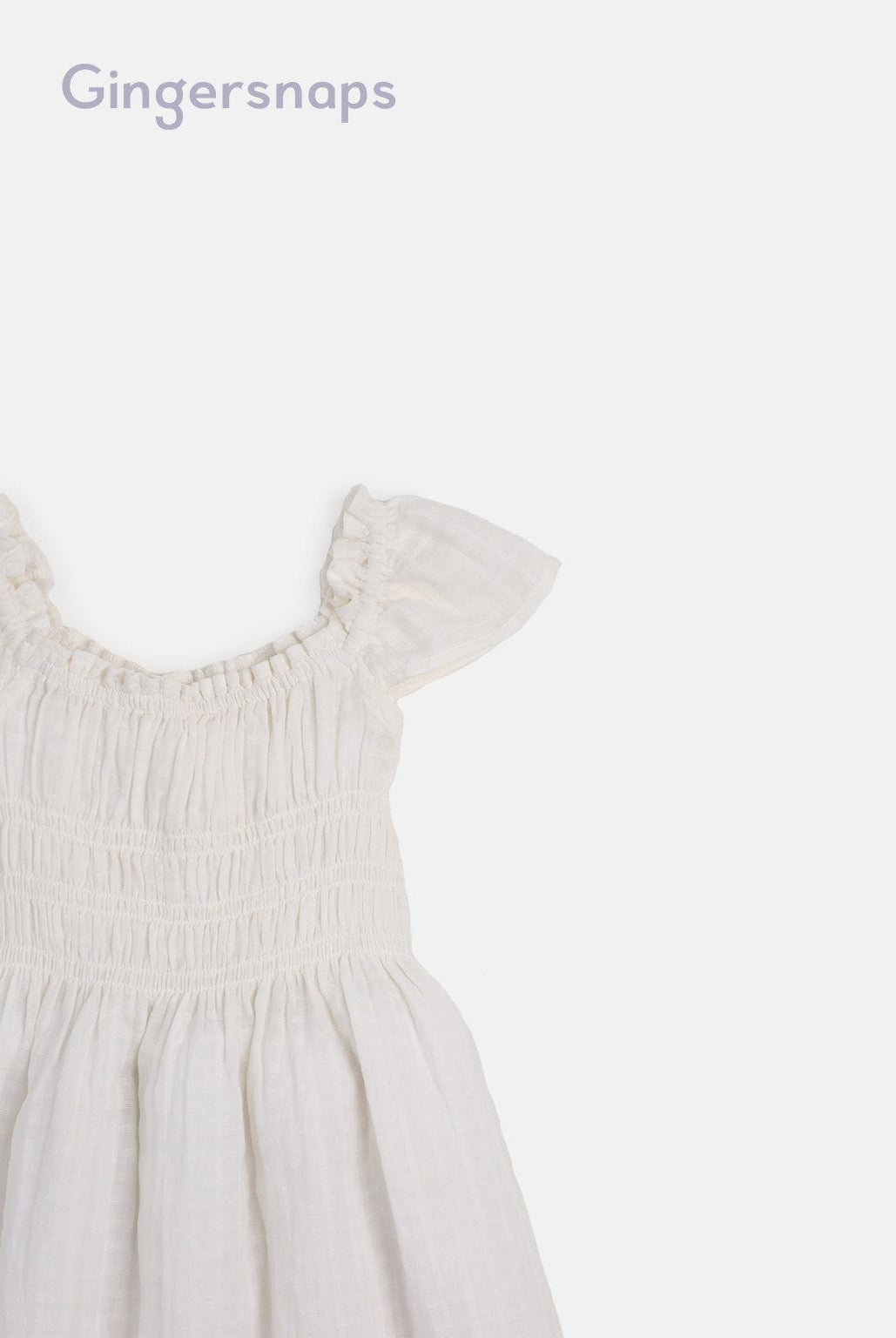 جينجرسنابس فستان مزموم من أعلى واسع من أسفل كم قصير بناتي أبيض