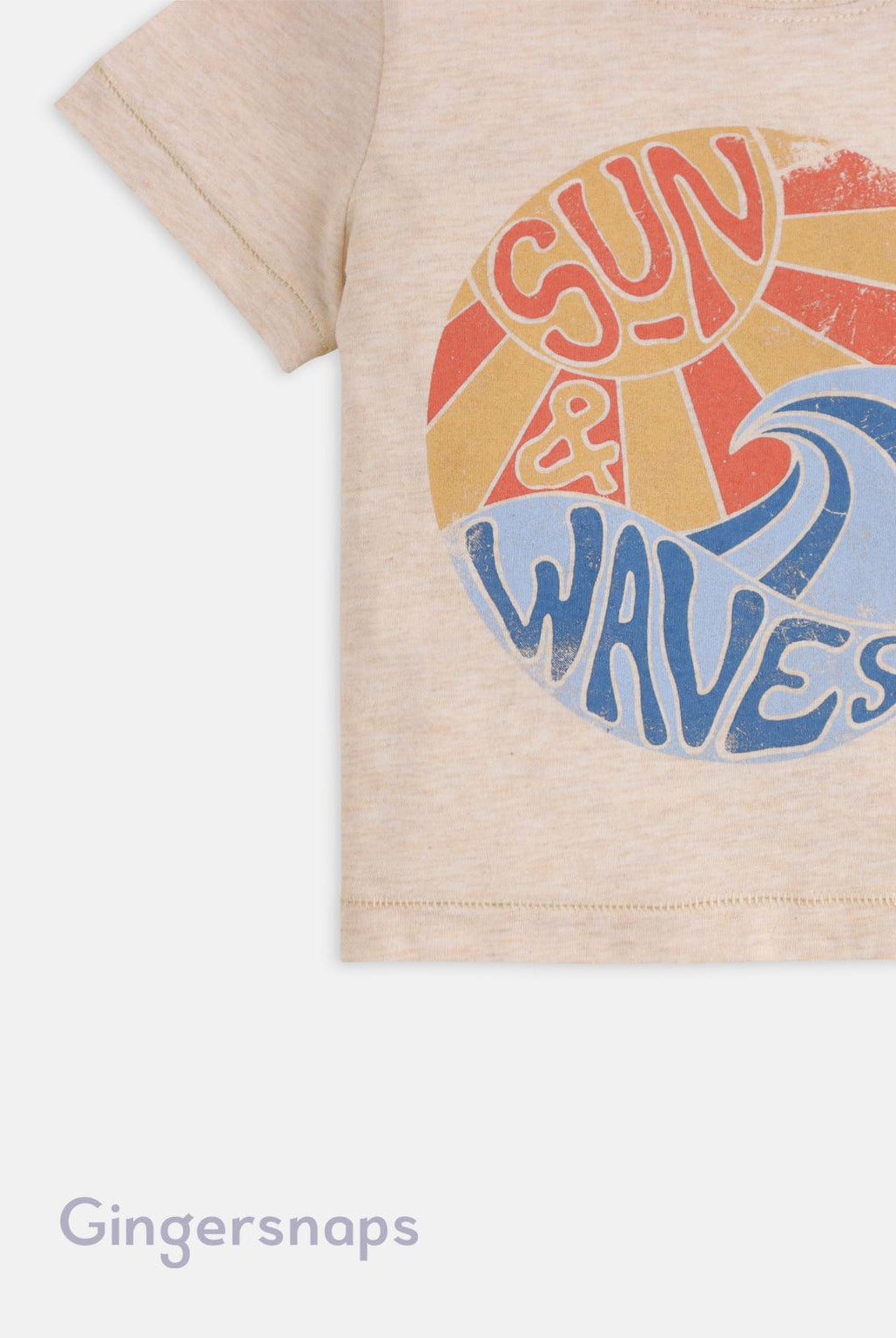 جينجرسنابس تي شيرت أولاد رضع بطبعة أمواج البيج