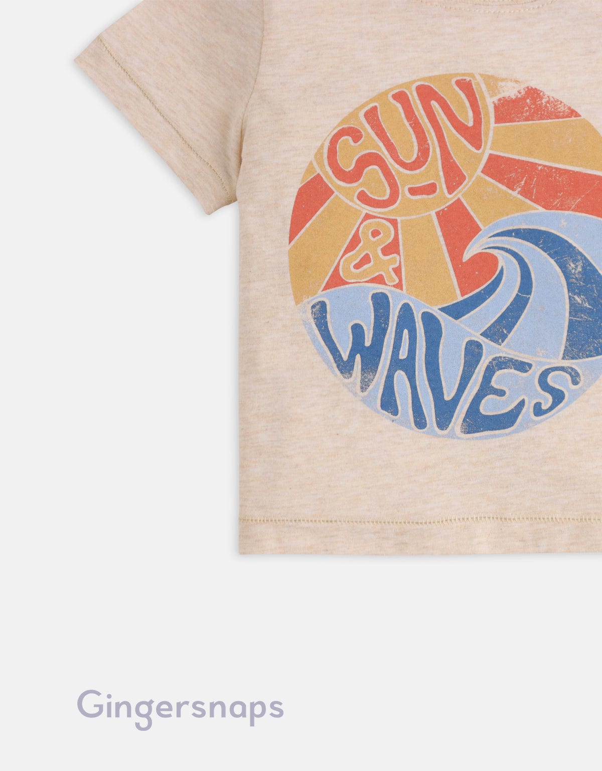 جينجرسنابس تي شيرت أولاد رضع بطبعة أمواج البيج