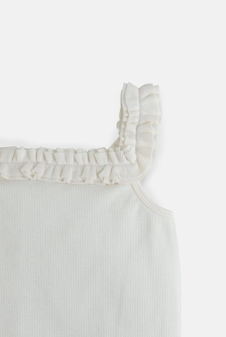 جينجرسنابس توب سادة مضلع بناتي حمالات عريضة مكشكشة أوف وايت