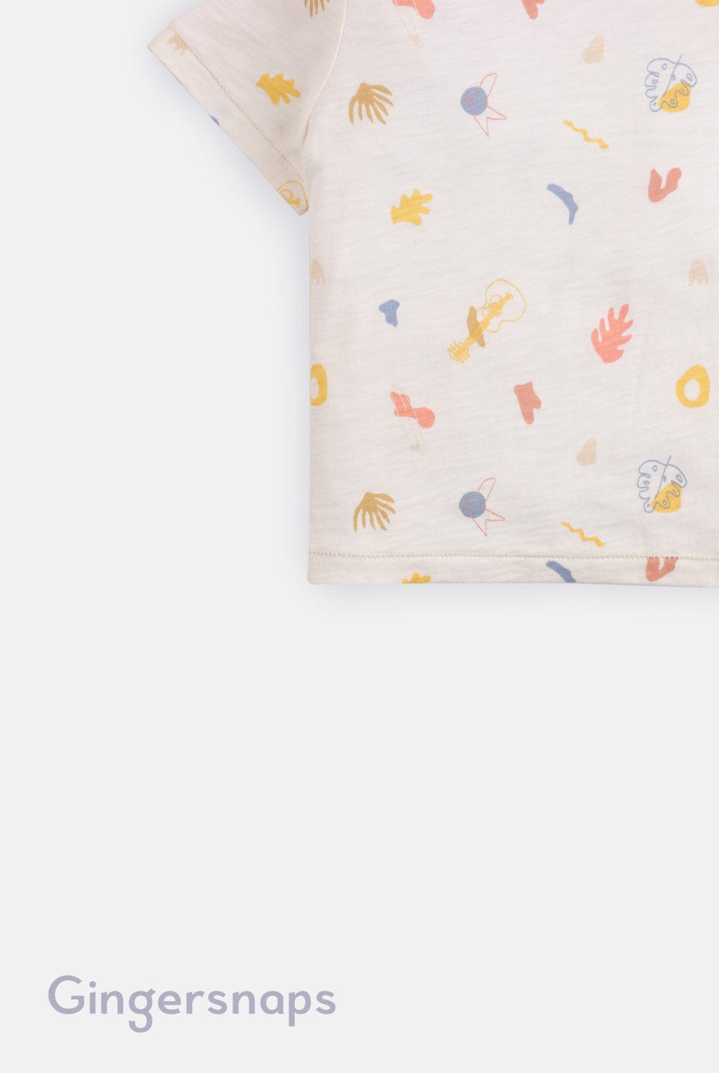 جينجرسنابس تي شيرت أولاد رضع صيفي مطبوع أبيض