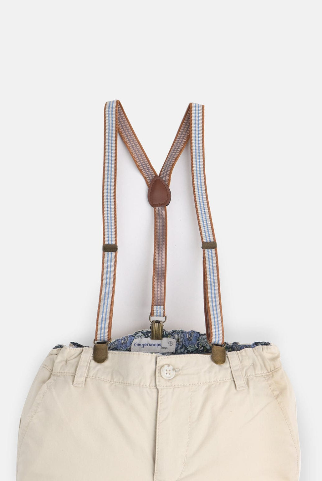 جينجرسنابس بنطلون أولادي تشينو سادة ملحق بحمالات من الخصر بيج