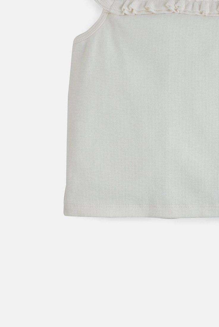 جينجرسنابس توب سادة مضلع بناتي حمالات عريضة مكشكشة أوف وايت