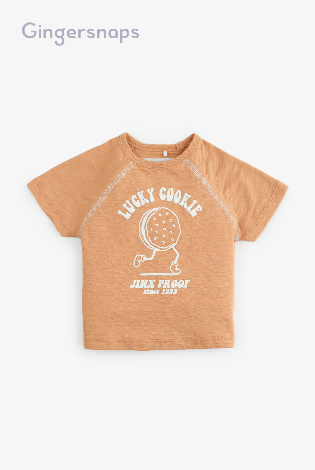 جينجرسنابس تي شيرت للأولاد الرضع صيفي بطبعة على الصدر بني