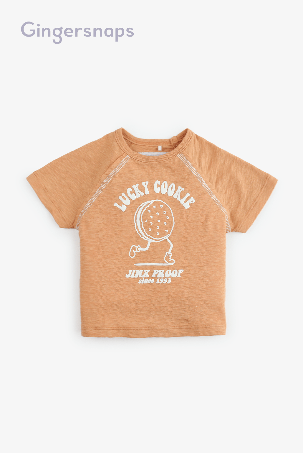 جينجرسنابس تي شيرت للأولاد الرضع صيفي بطبعة على الصدر بني