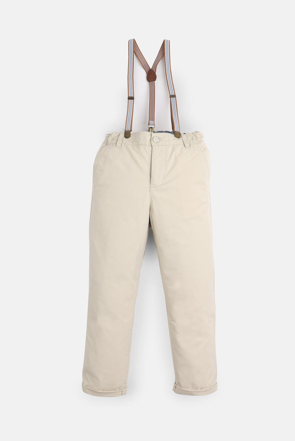 جينجرسنابس بنطلون أولادي تشينو سادة ملحق بحمالات من الخصر بيج