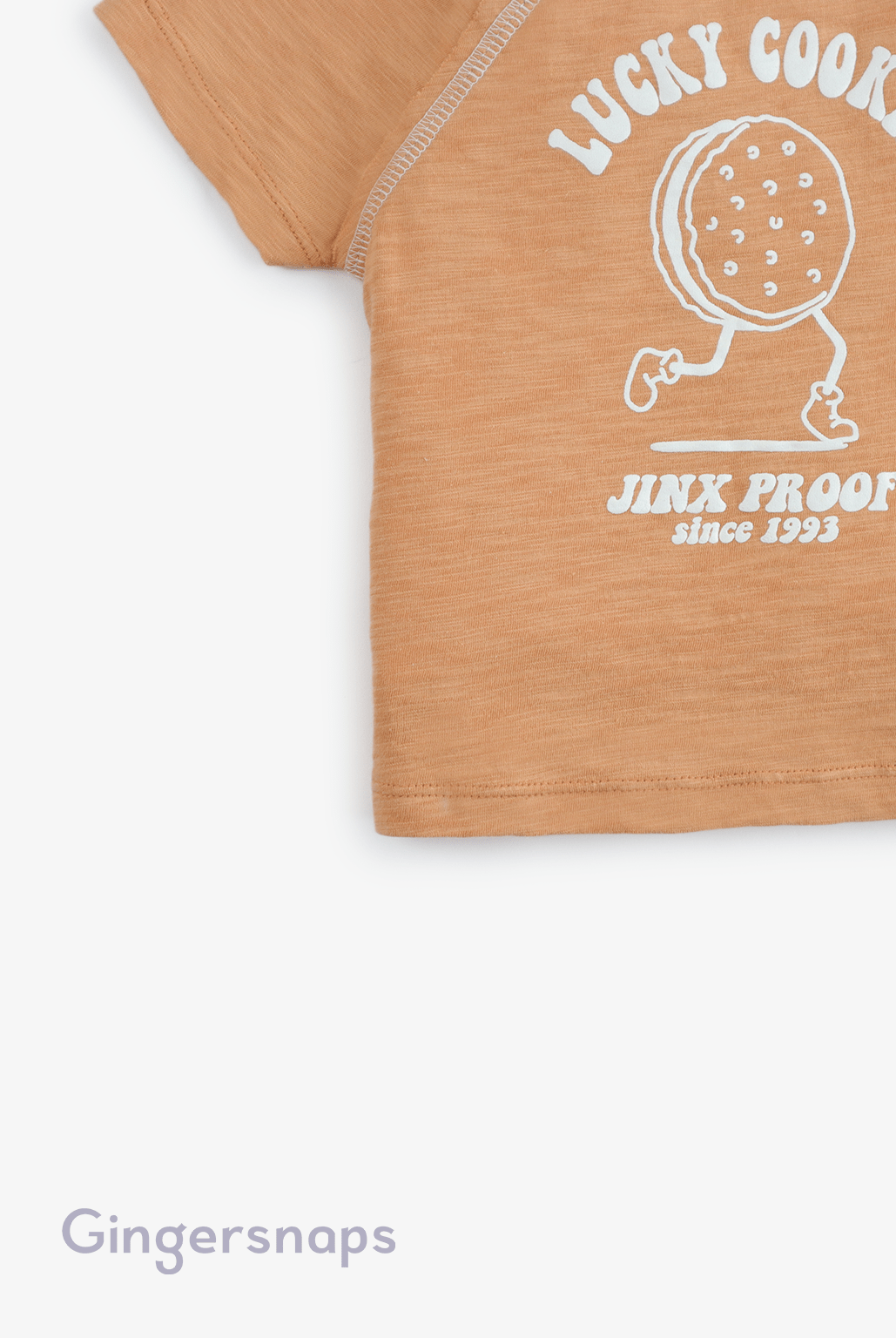 جينجرسنابس تي شيرت للأولاد الرضع صيفي بطبعة على الصدر بني